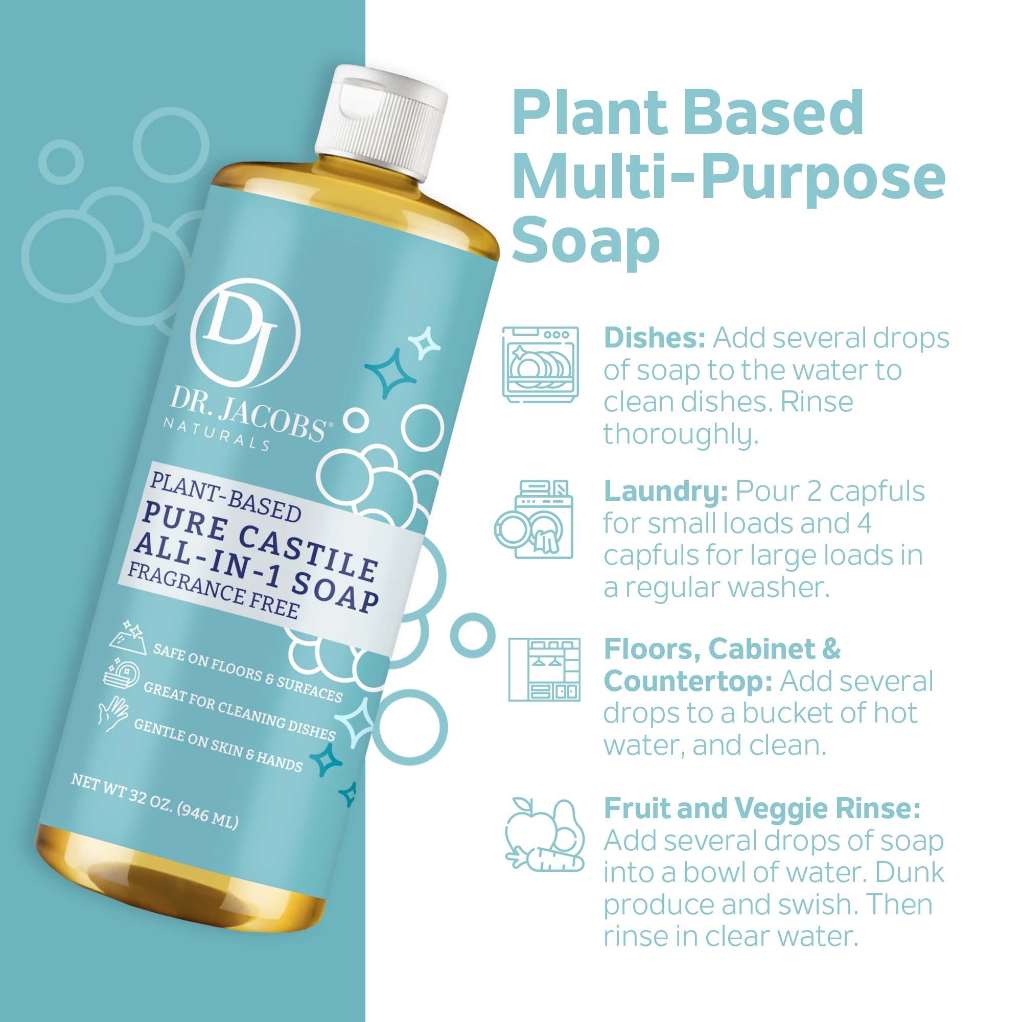 Fragrance-Free Castile Soap All-In-One - Thin Formula