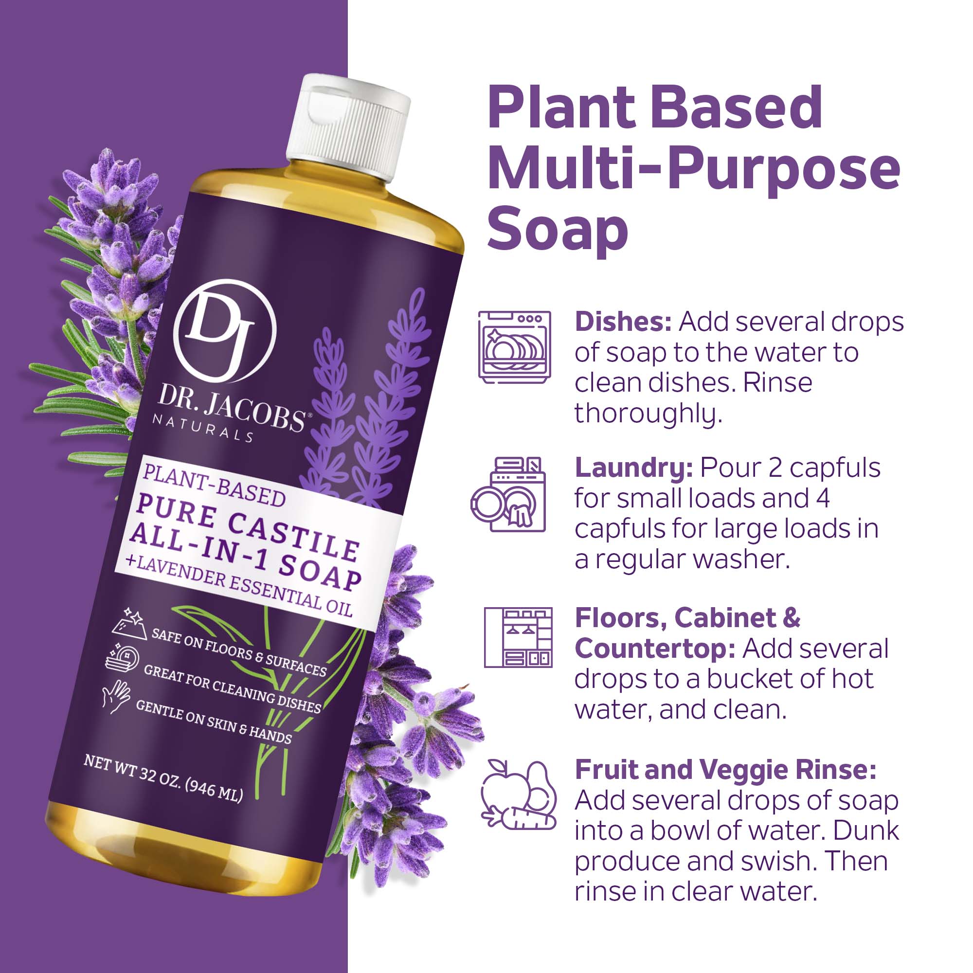 Lavender Castile Soap All in 1 - Thin Formula