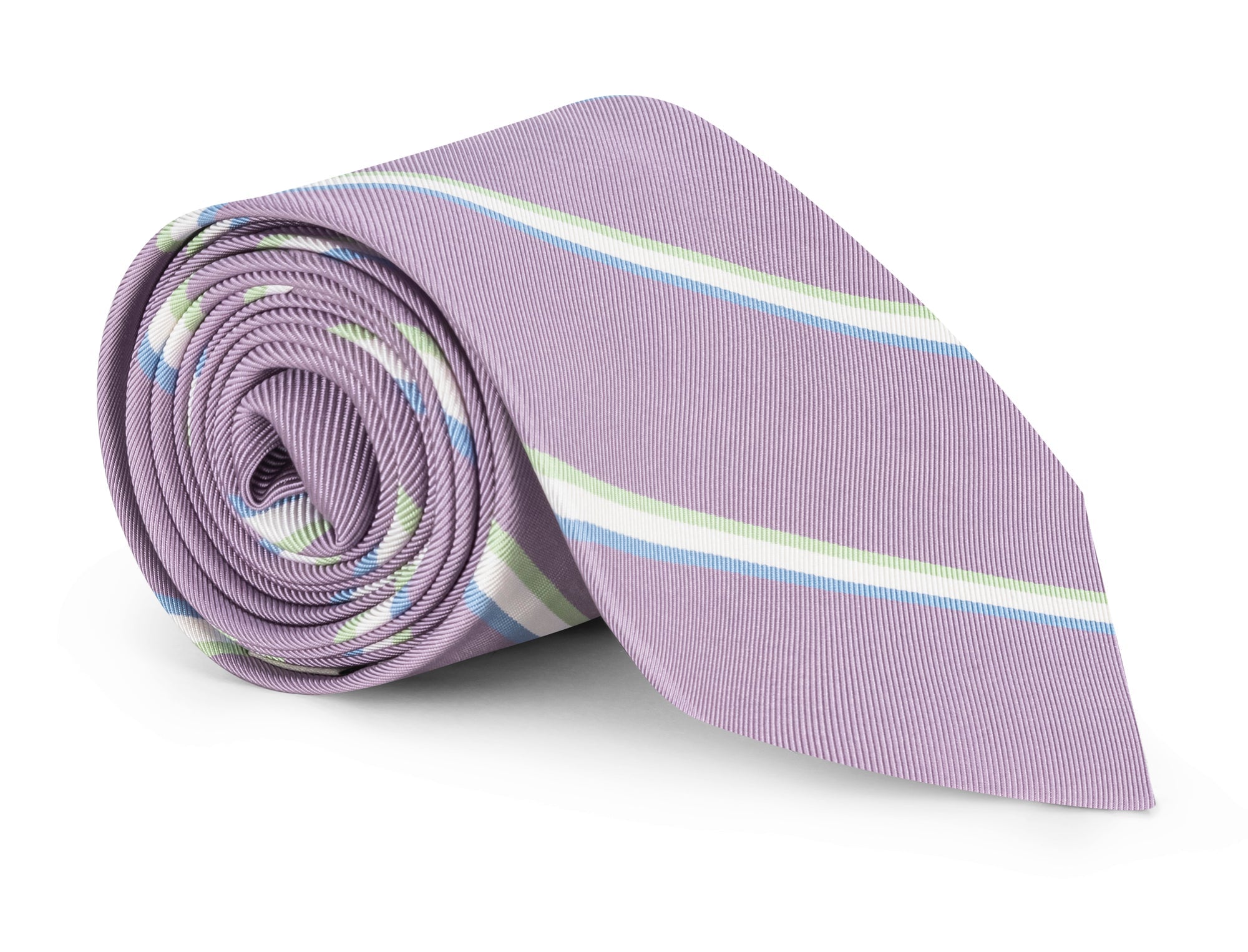 Handmade Lavender Mogador Stripe Tie - Italian Fabric