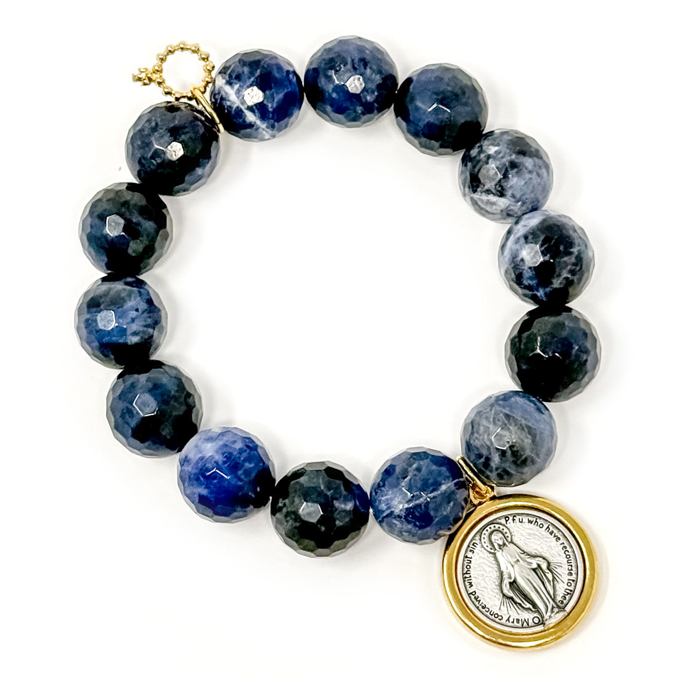 Faceted Dumortierite with Two Toned Blessed Mother