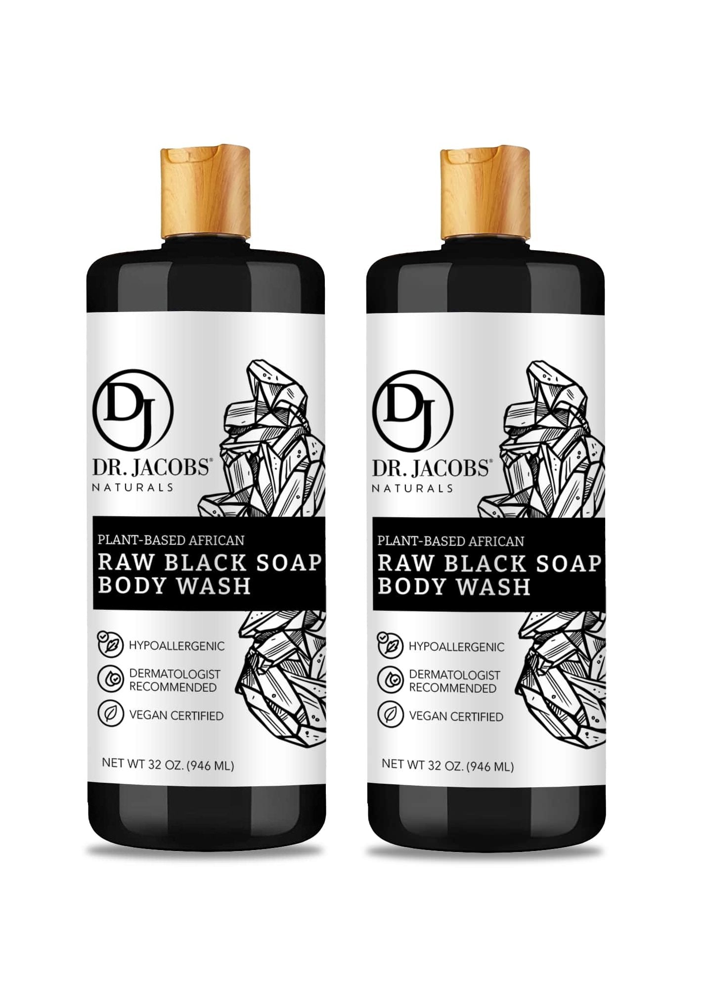 Detoxifying Raw Black Soap Body Wash - 32 oz.