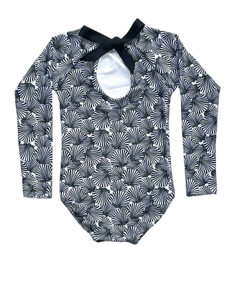 Girls Seashells Long Sleeve UPF 50 One Piece Swimsuit