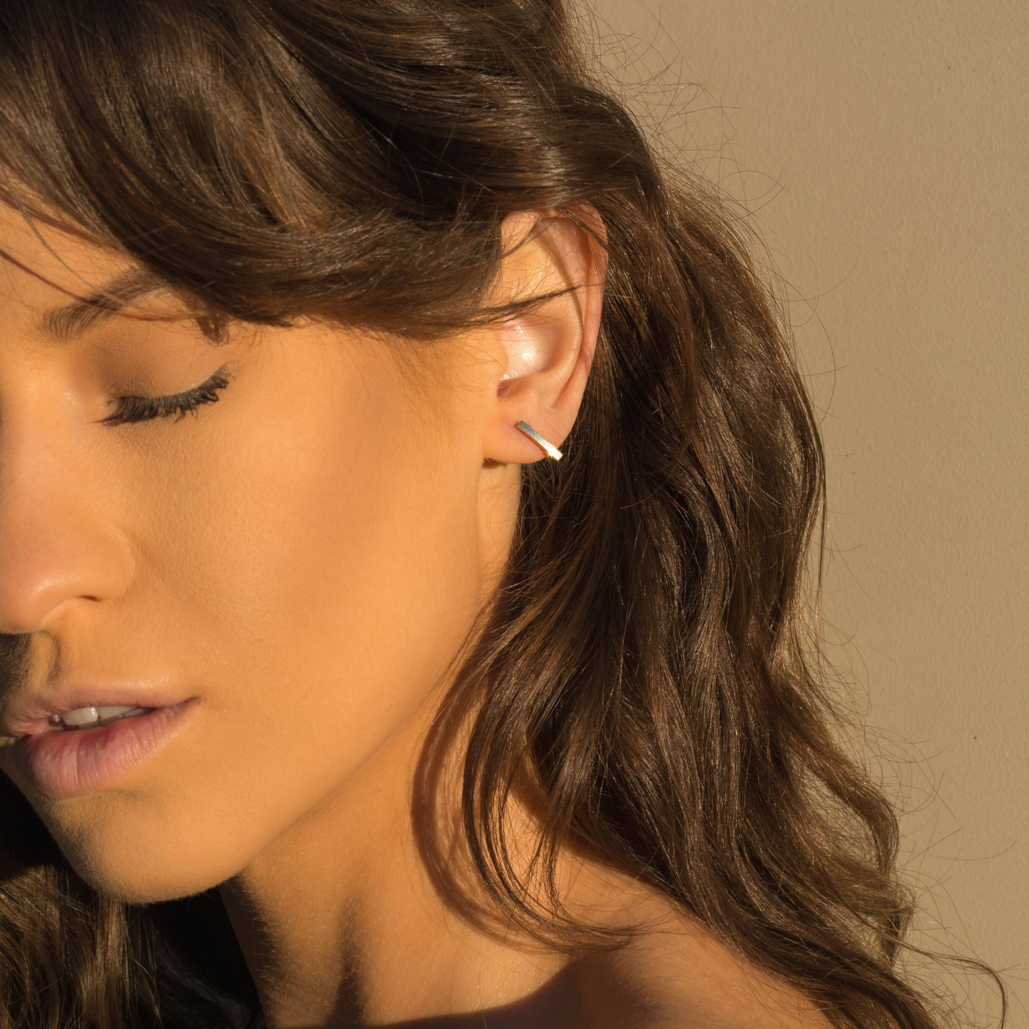 Post Bar Earrings 10K Gold Horizontal Vertical