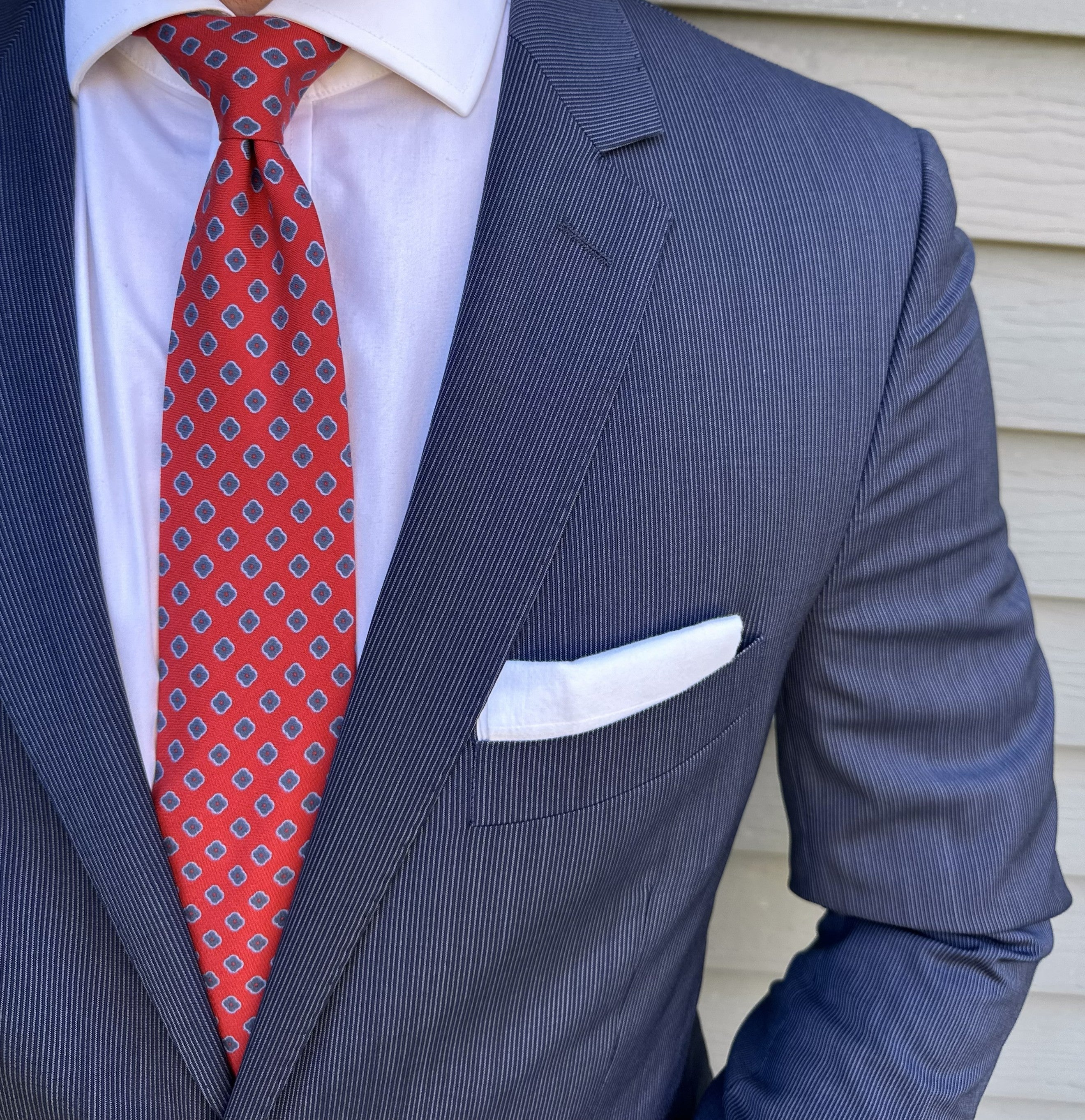 Handmade Barnes Red Foulard Tie - Silk