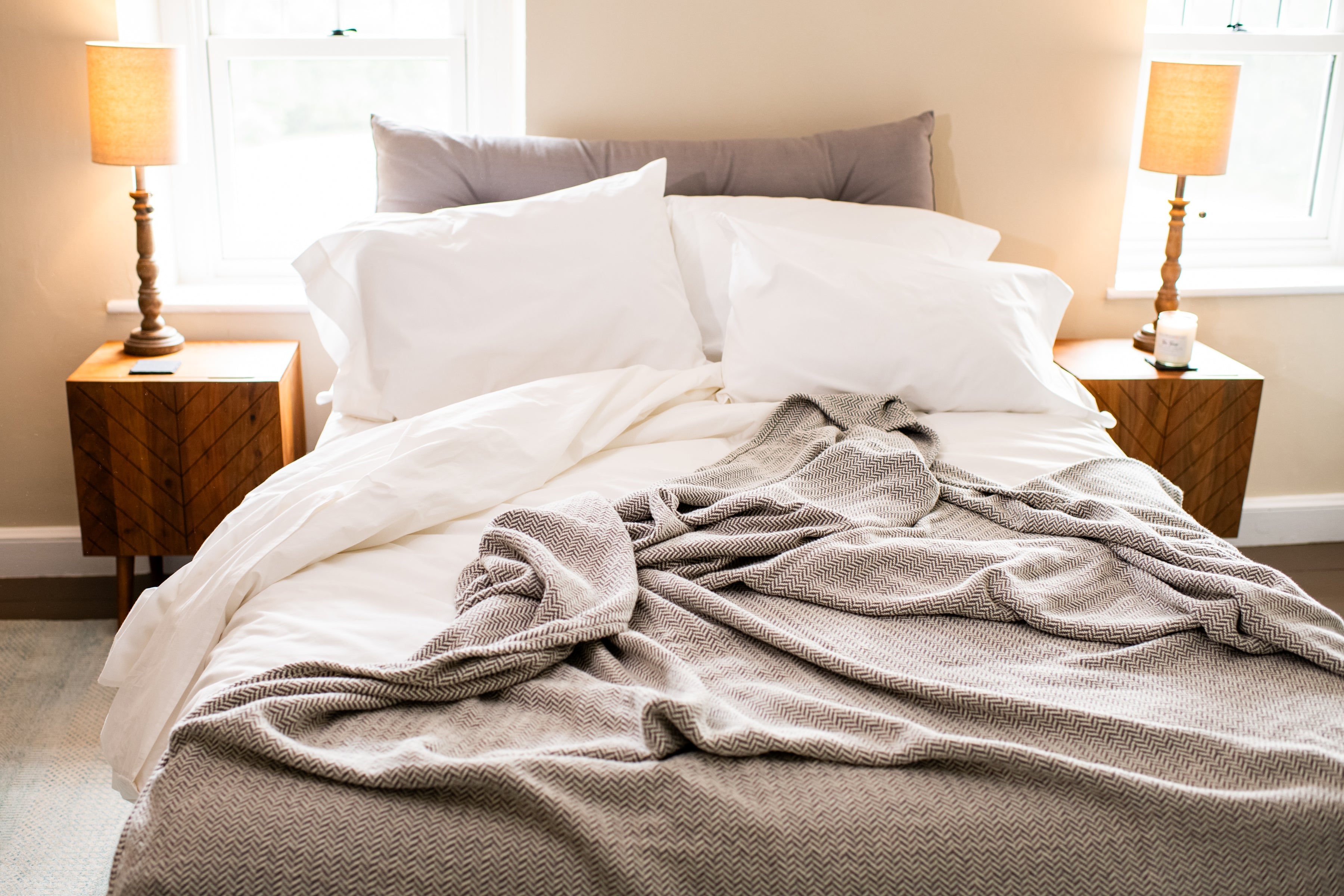 Cotton Blanket Herringbone Weave - Heirloom Quality