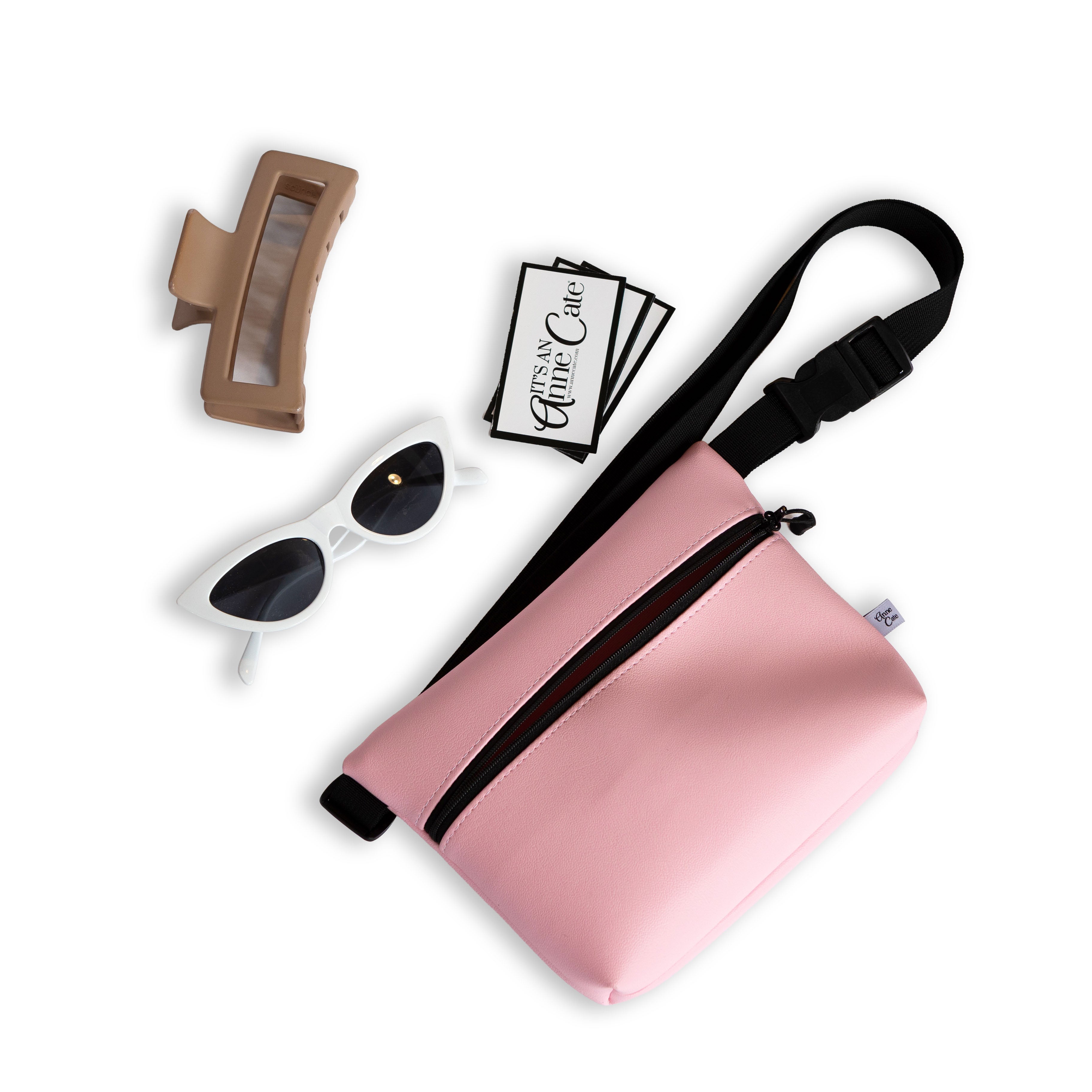Vegan Leather Crossbody Or Fanny Pack - Pink