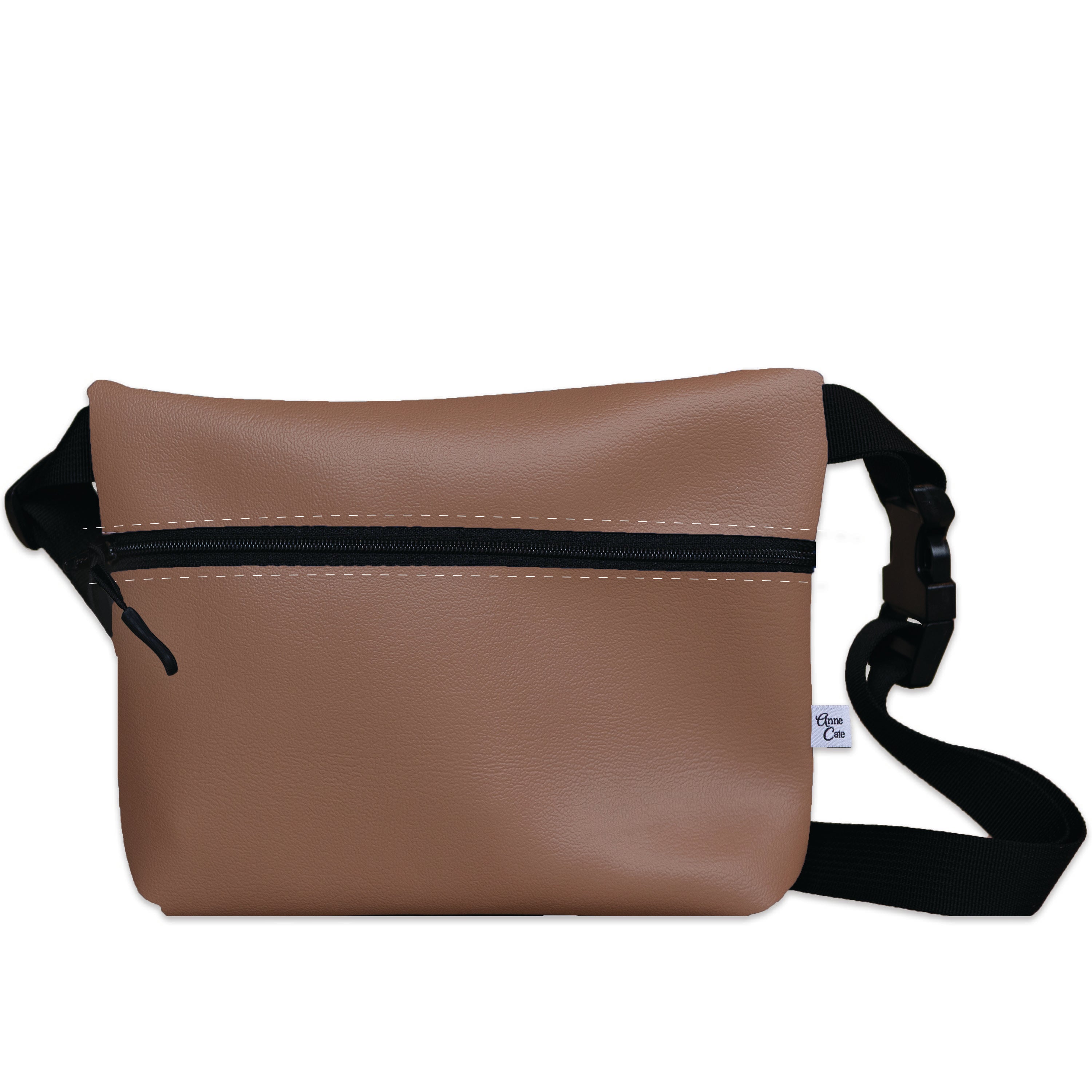 Vegan Leather Belt Bag, Fanny Pack - Camel