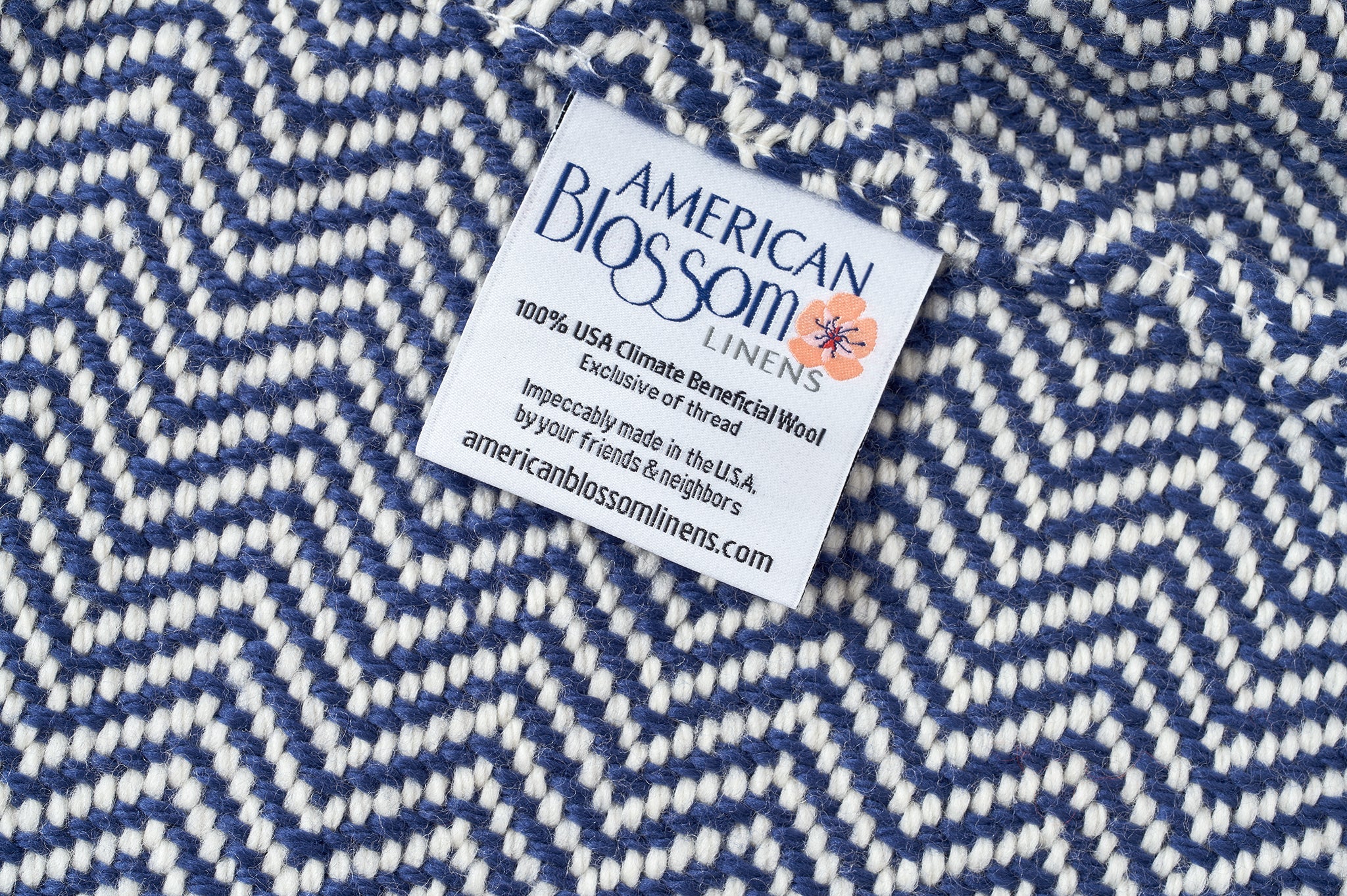 Wool Throw Blanket USA Climate Beneficial - Chevron