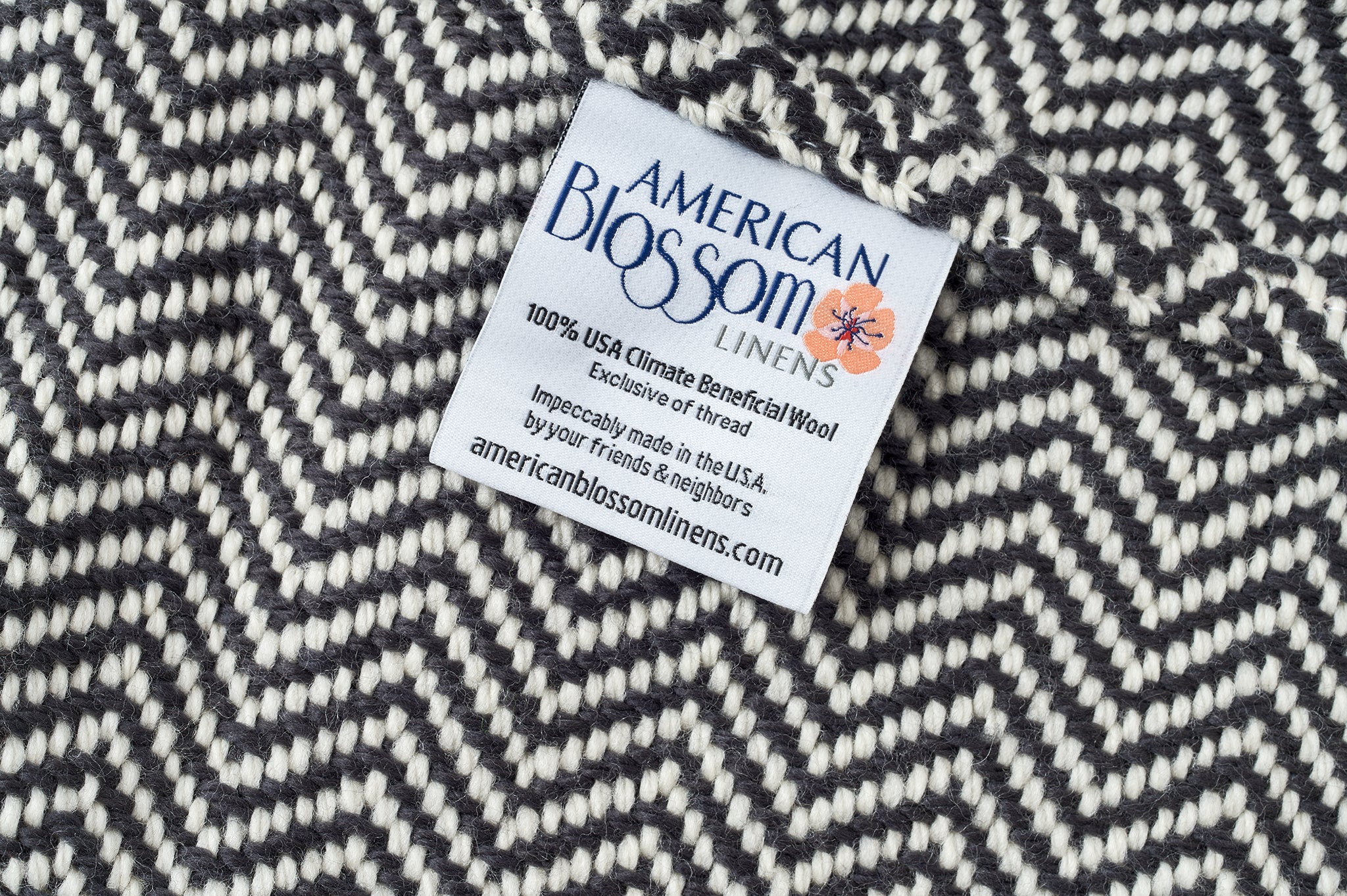 Wool Throw Blanket USA Climate Beneficial - Chevron