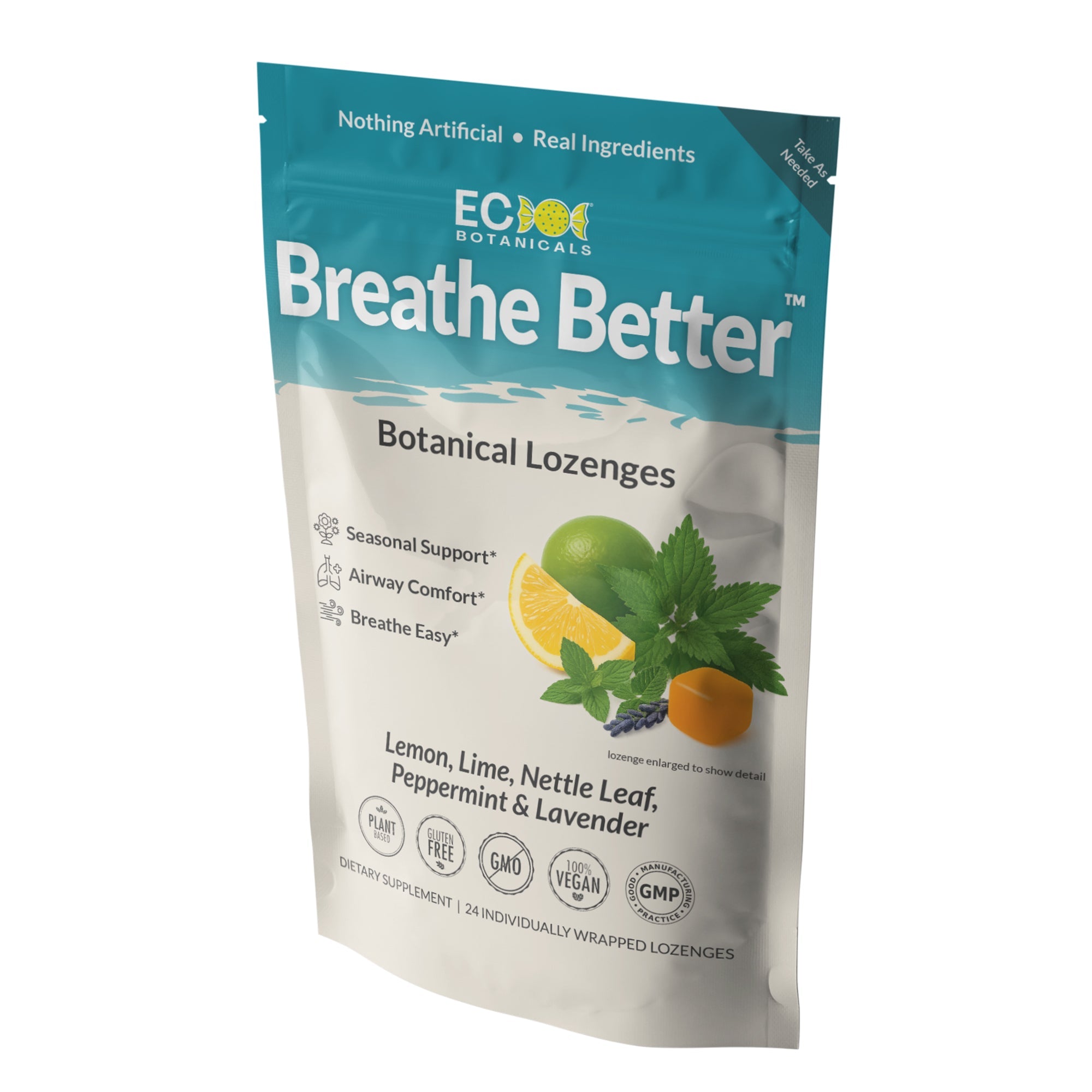 Breathe Better™ (Clarity) Botanical Lozenges – Seasonal Allergy & Breathing Support – Organic Lemon, Lime, Peppermint, Lavender & Nettle Leaf – Gluten-Free, Non-GMO, Vegan*