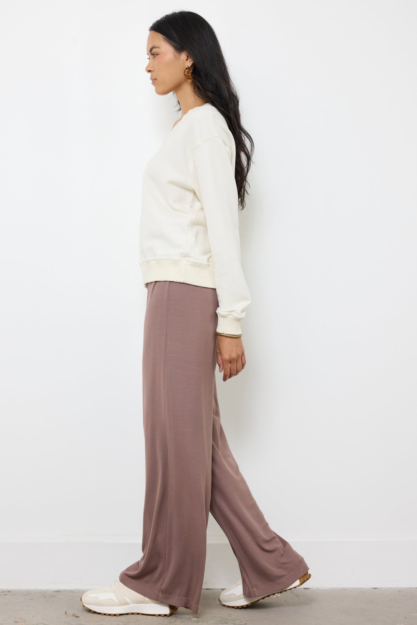 Oversized Cotton Pullover - V Neck French Terry