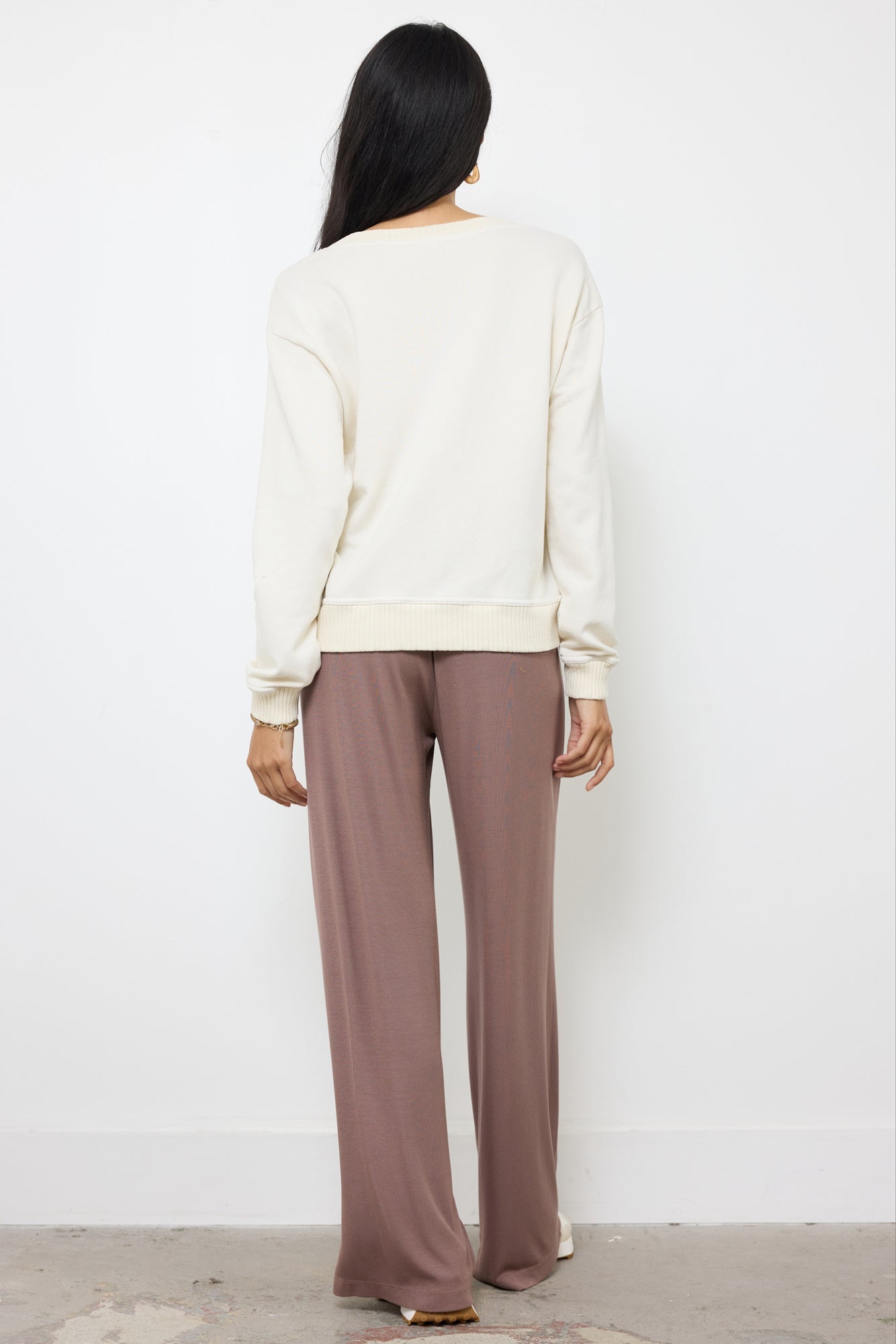 Oversized Cotton Pullover - V Neck French Terry