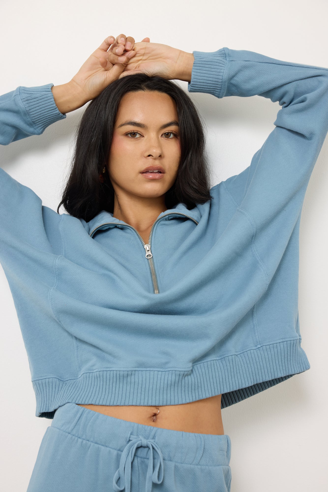 Half Zip Hoodie - Cotton French Terry