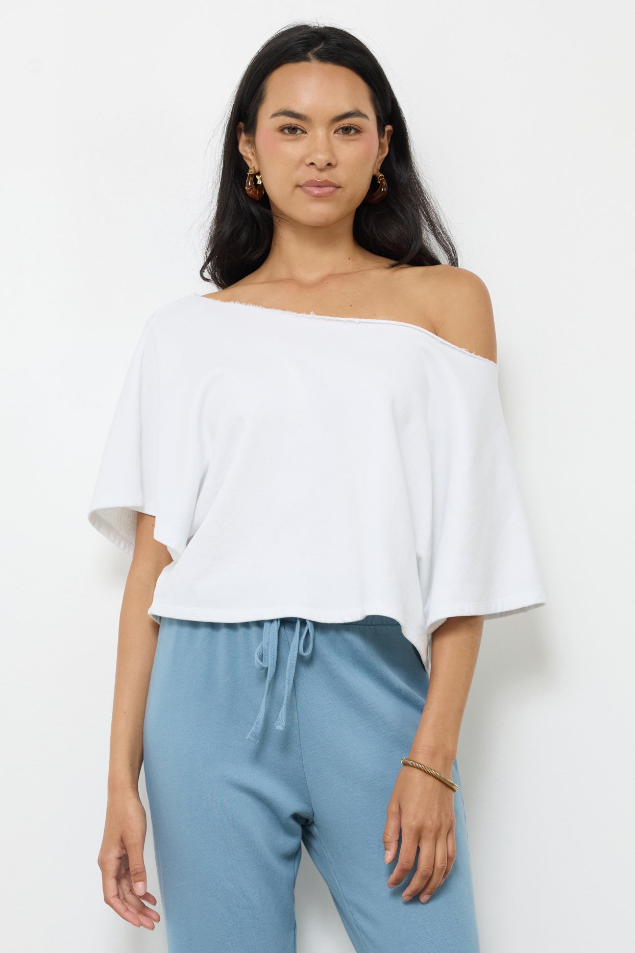 French Terry Off the Shoulder Cotton Top