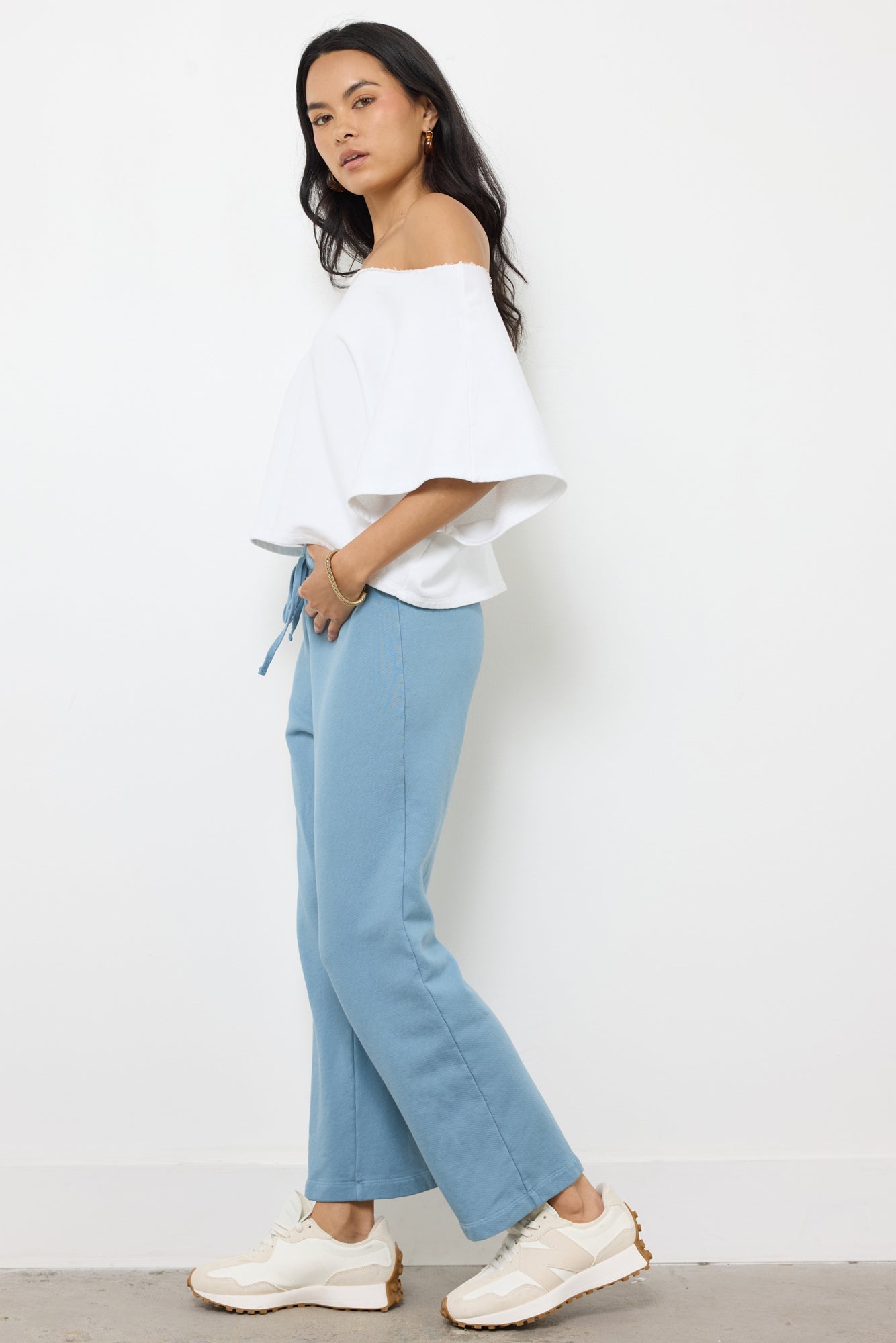 French Terry Off the Shoulder Cotton Top
