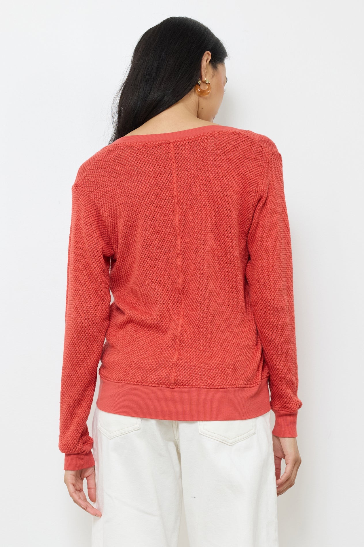 Gabrielle V Neck Mesh Pullover