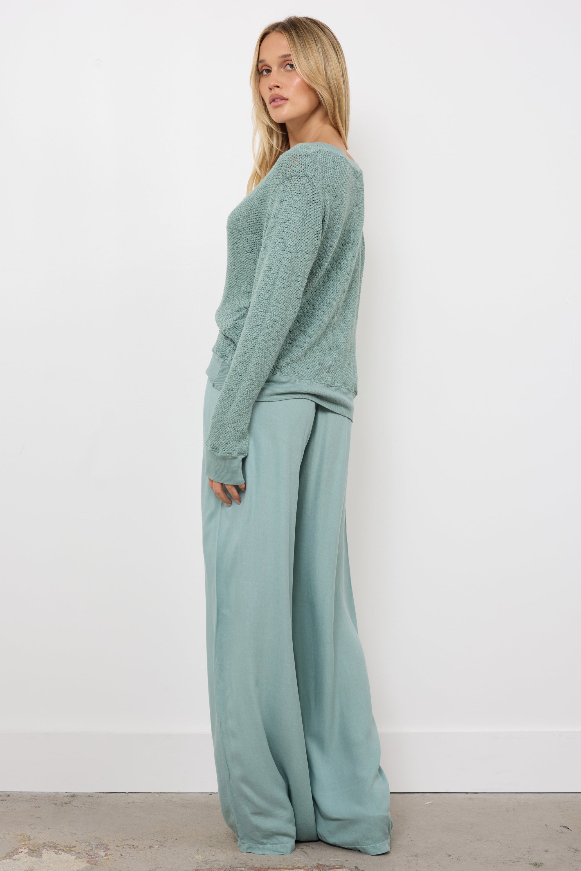 Gabrielle V Neck Mesh Pullover