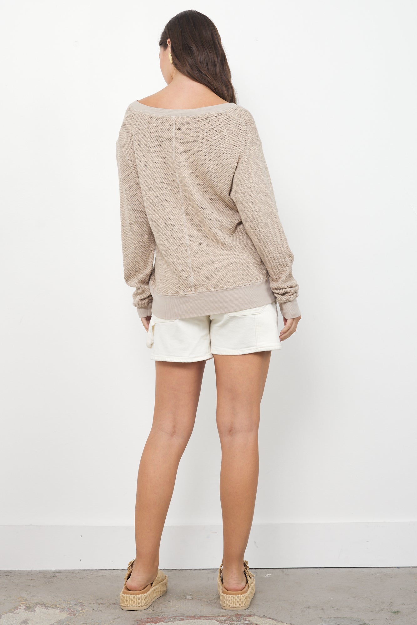 Gabrielle V Neck Mesh Pullover