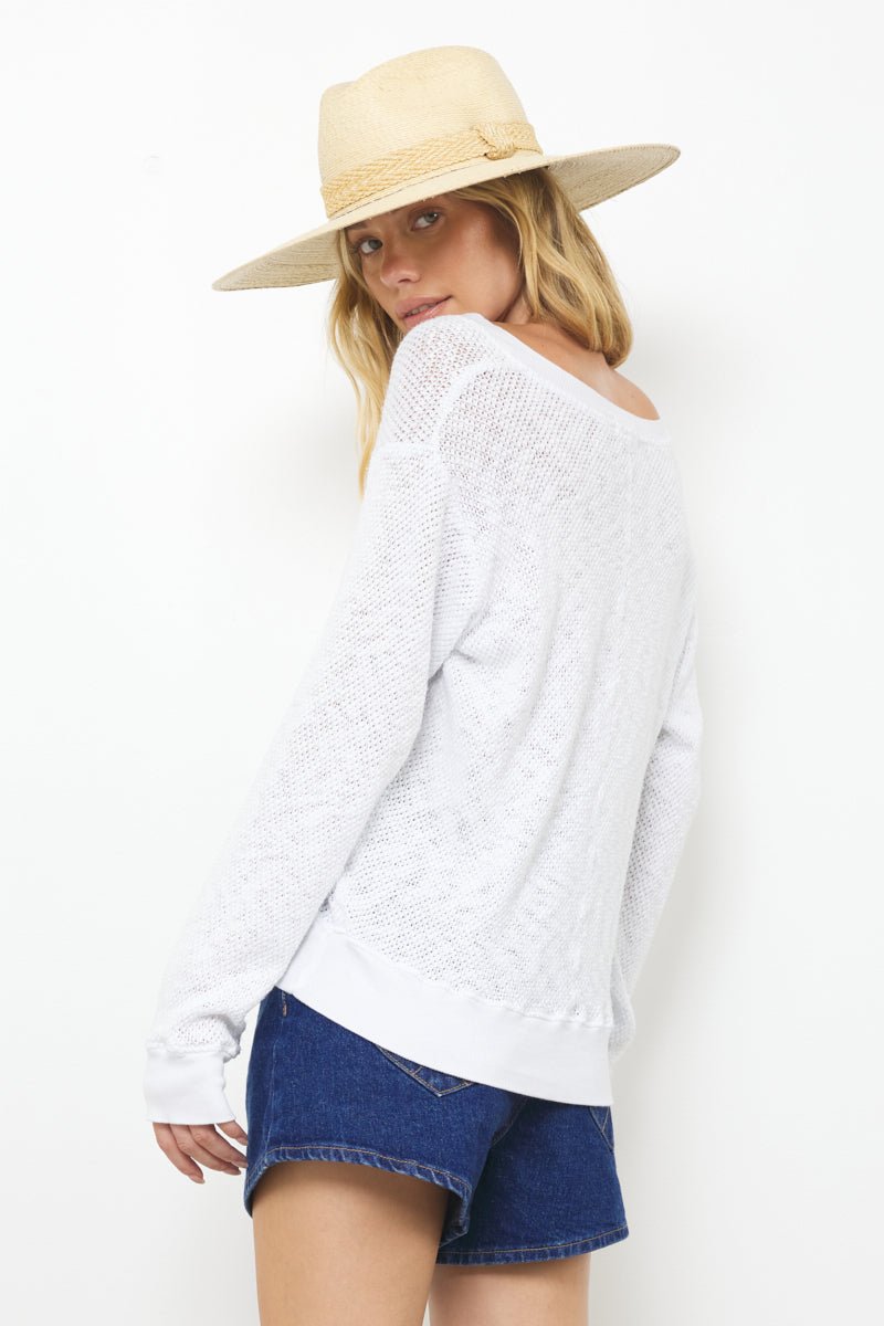 Gabrielle V Neck Mesh Pullover