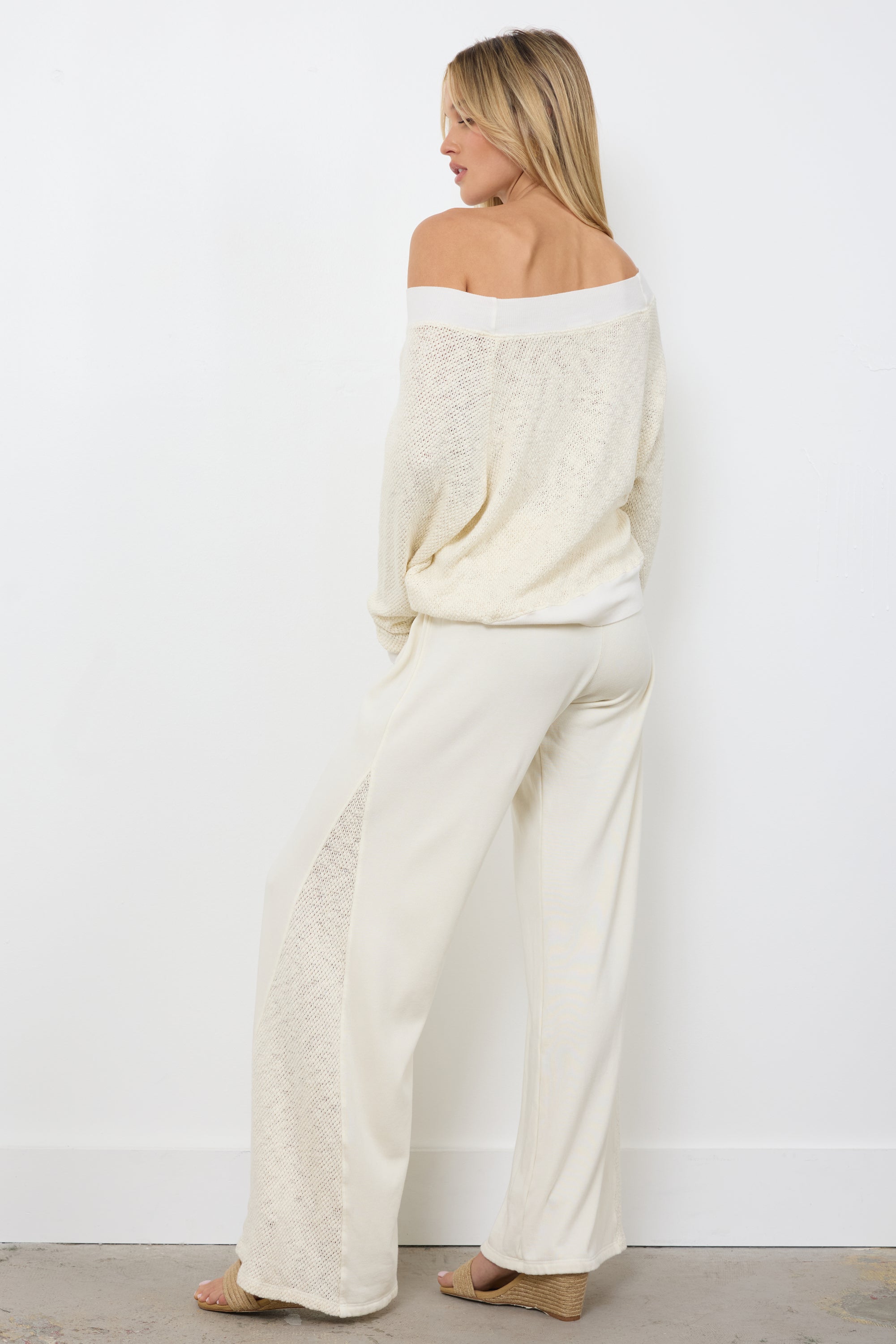 Carol Off-Shoulder Semi-Sheer Pullover