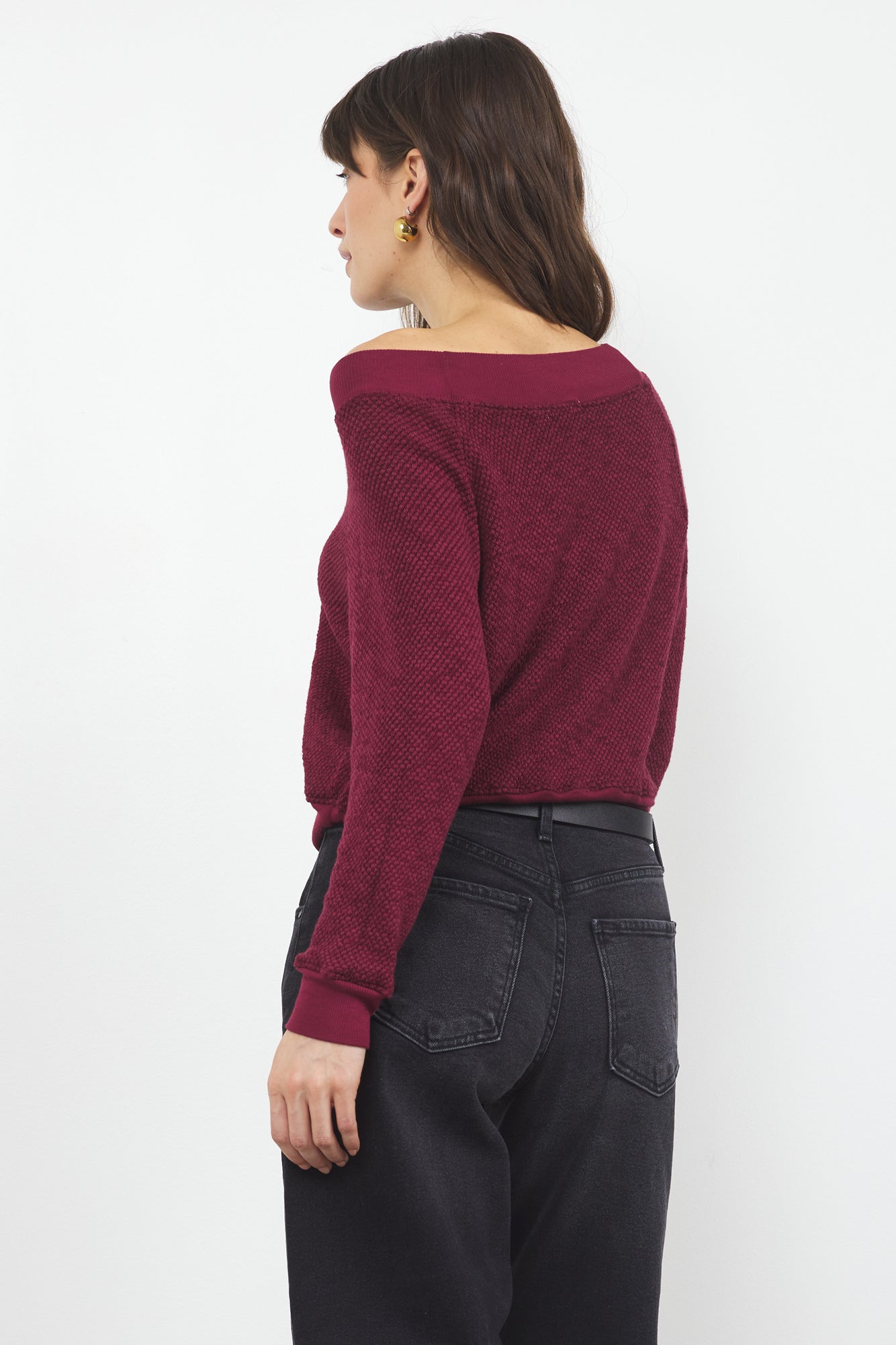 Carol Off-Shoulder Semi-Sheer Pullover