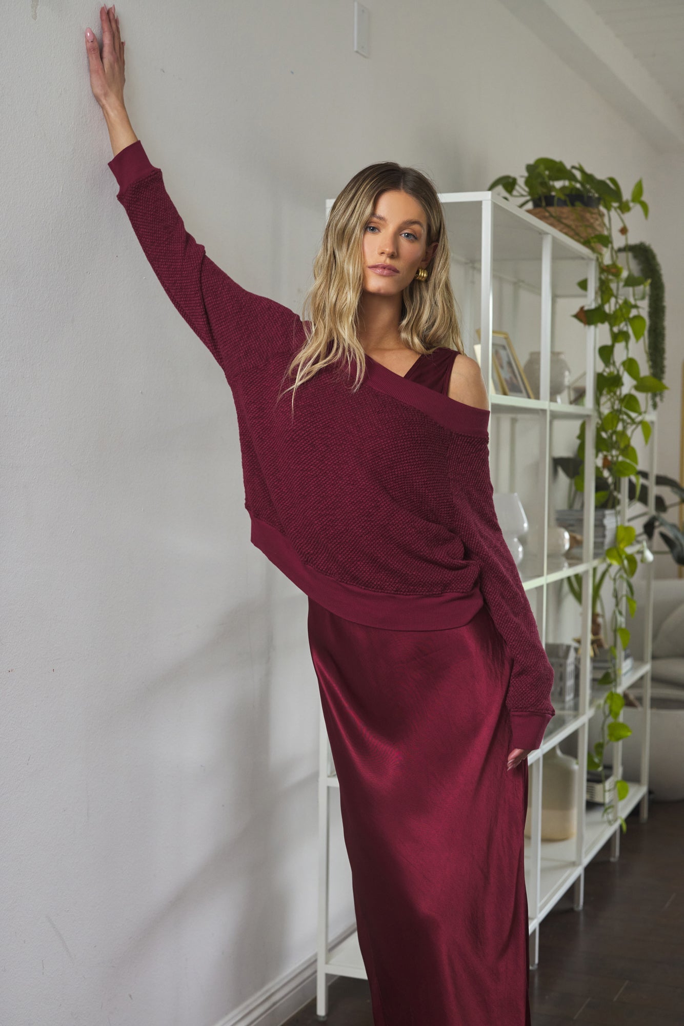 Carol Off-Shoulder Semi-Sheer Pullover