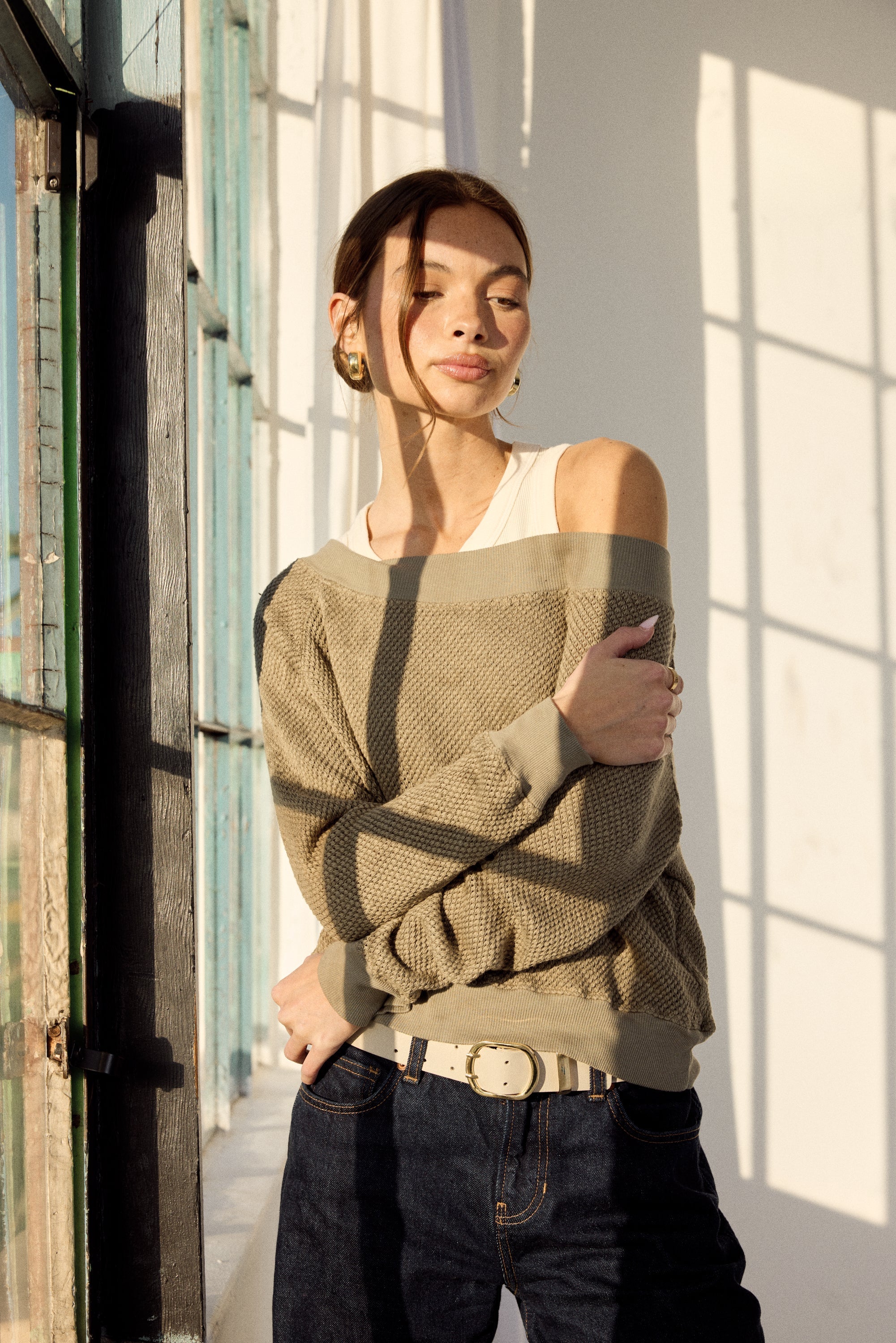 Carol Off-Shoulder Semi-Sheer Pullover