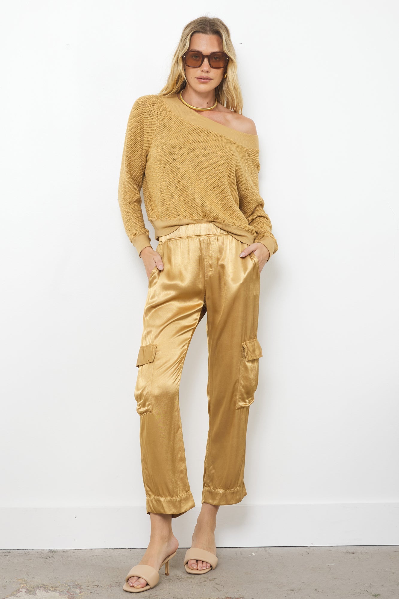 Carol Off-Shoulder Semi-Sheer Pullover