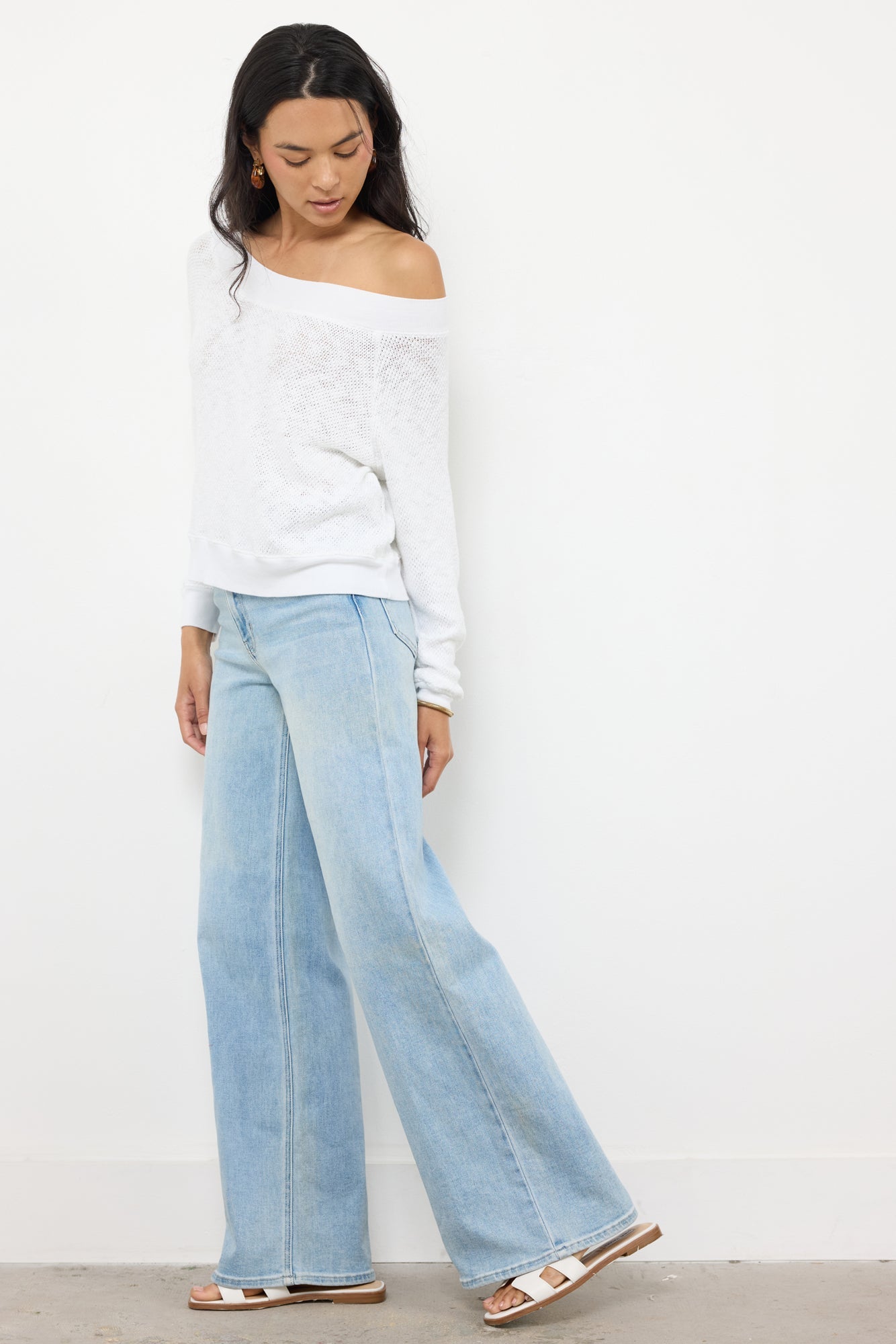 Carol Off-Shoulder Semi-Sheer Pullover