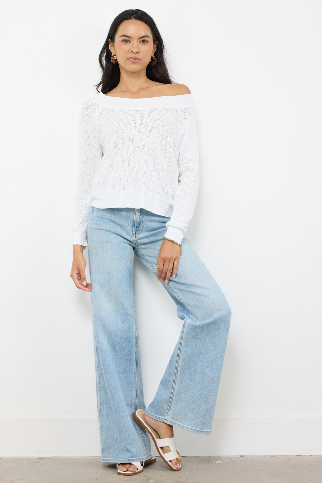Carol Off-Shoulder Semi-Sheer Pullover