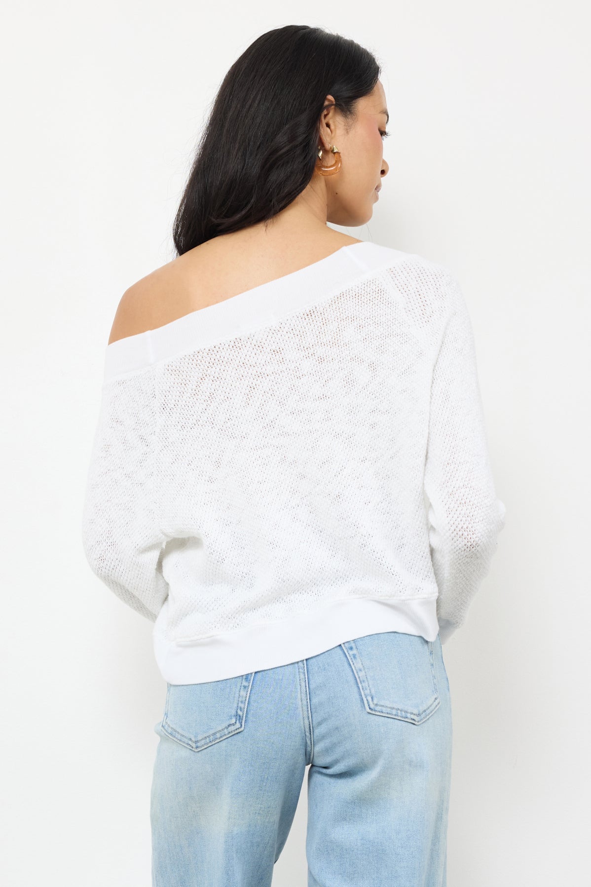Carol Off-Shoulder Semi-Sheer Pullover