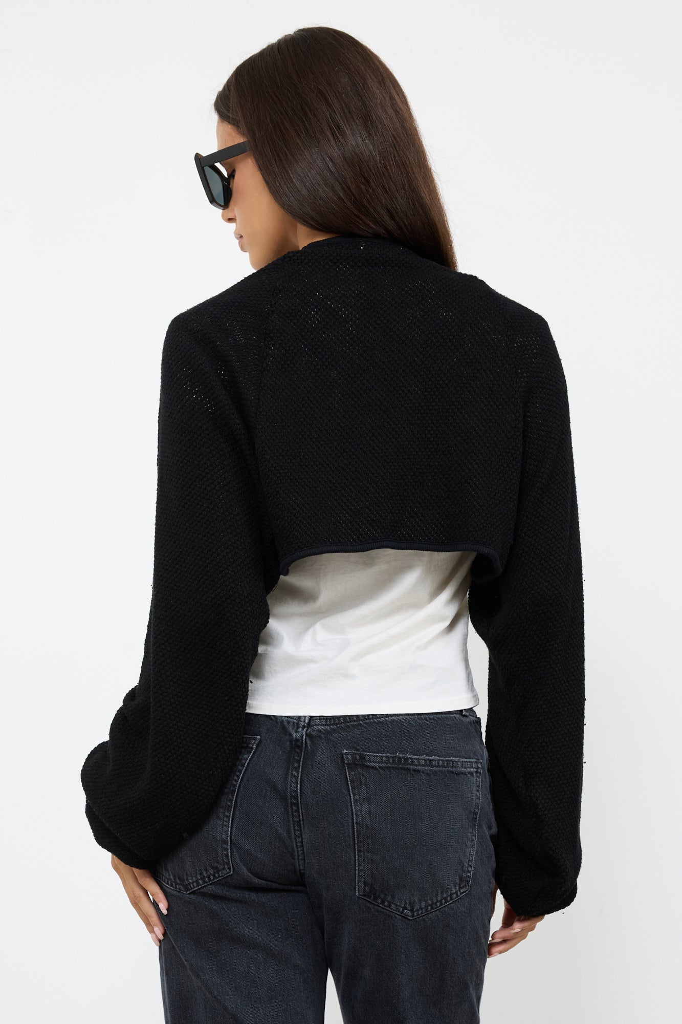 Sia Shrug Mesh Sweater Knit Crop