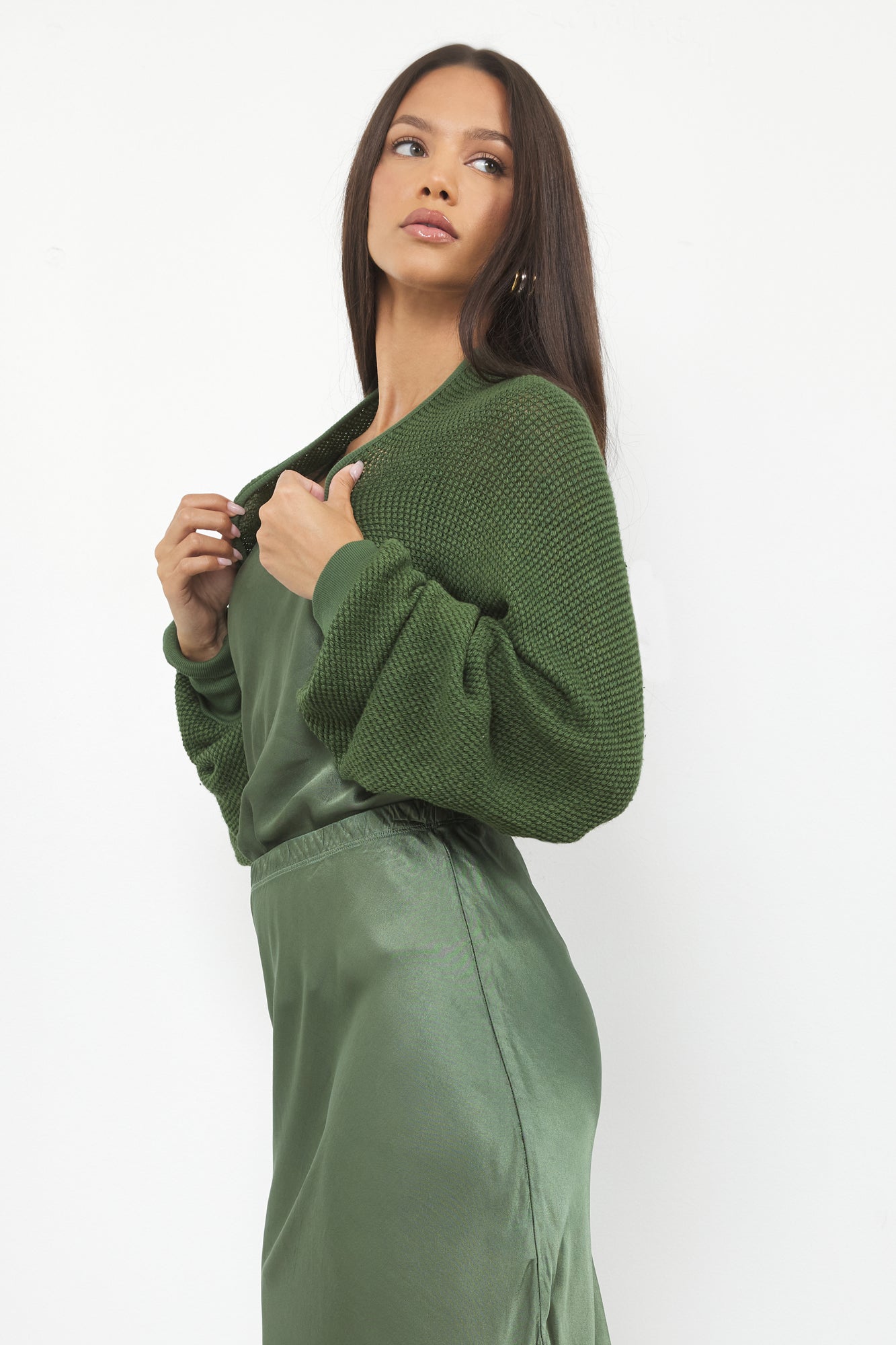 Sia Shrug Mesh Sweater Knit Crop