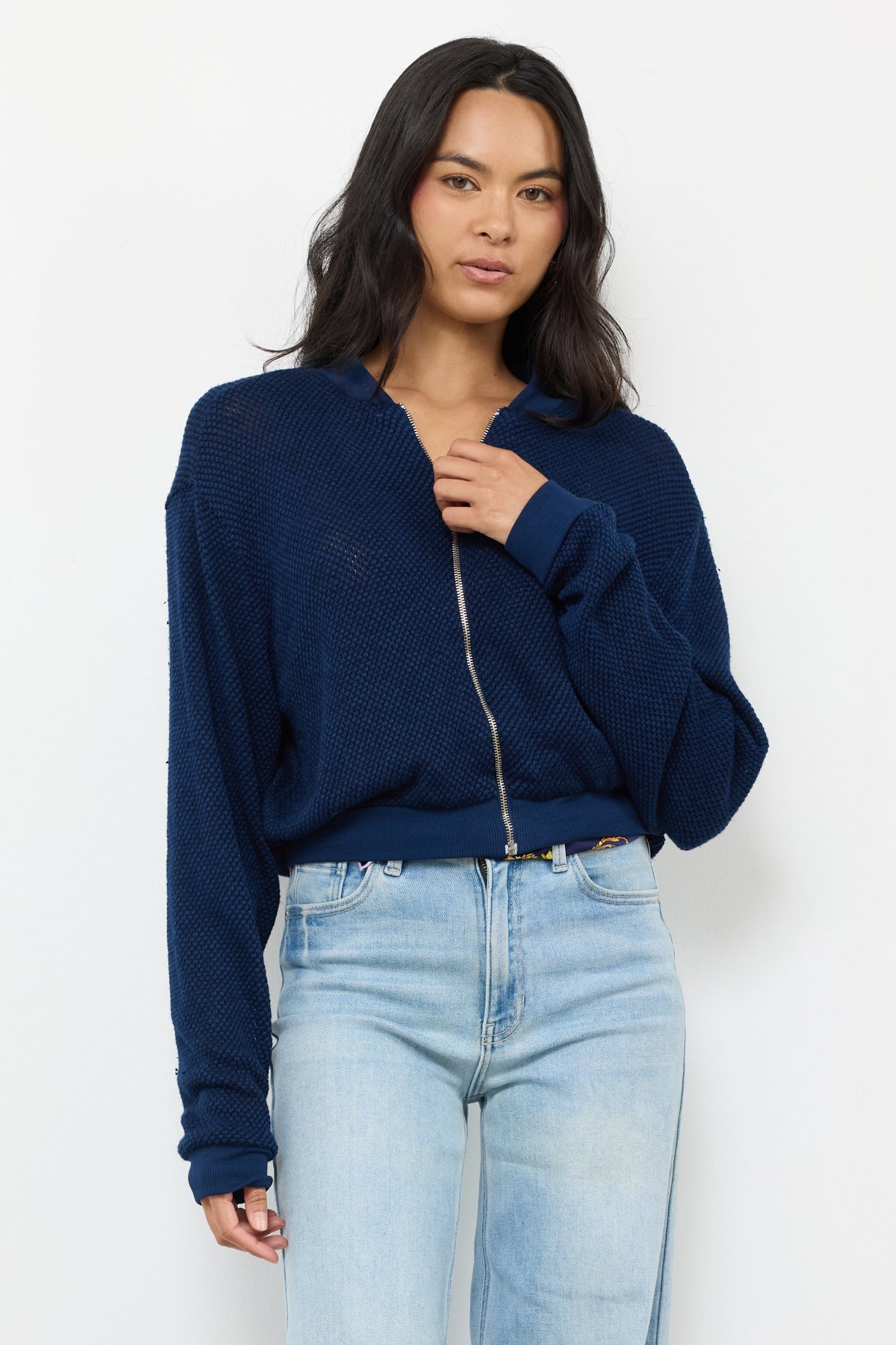 Bomber Jacket Eighties Mesh Sweater Jacket - Sand Washed