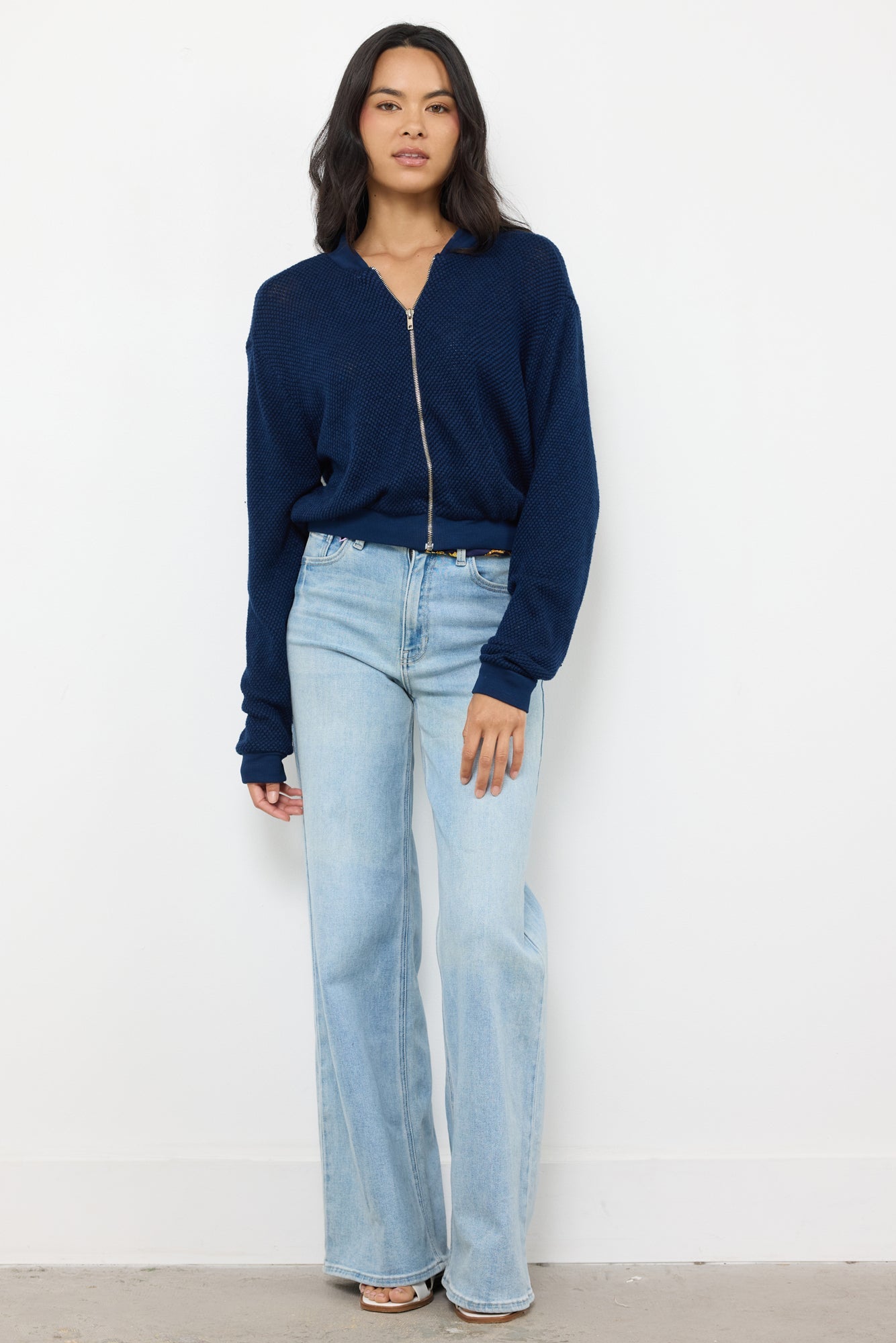 Bomber Jacket Eighties Mesh Sweater Jacket - Sand Washed