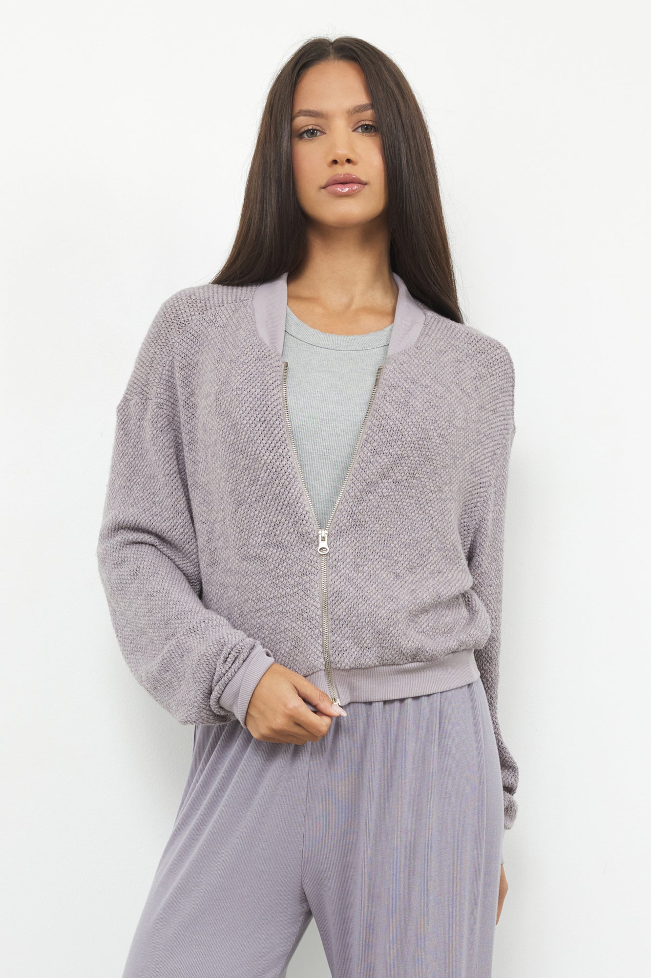 Bomber Jacket Eighties Mesh Sweater Jacket - Sand Washed