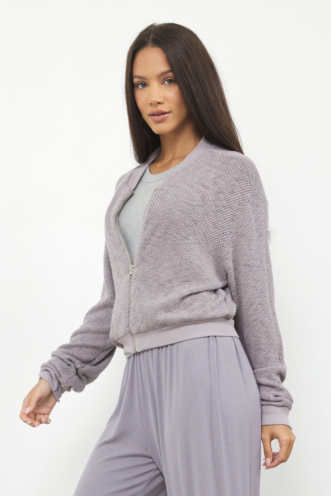Bomber Jacket Eighties Mesh Sweater Jacket - Sand Washed