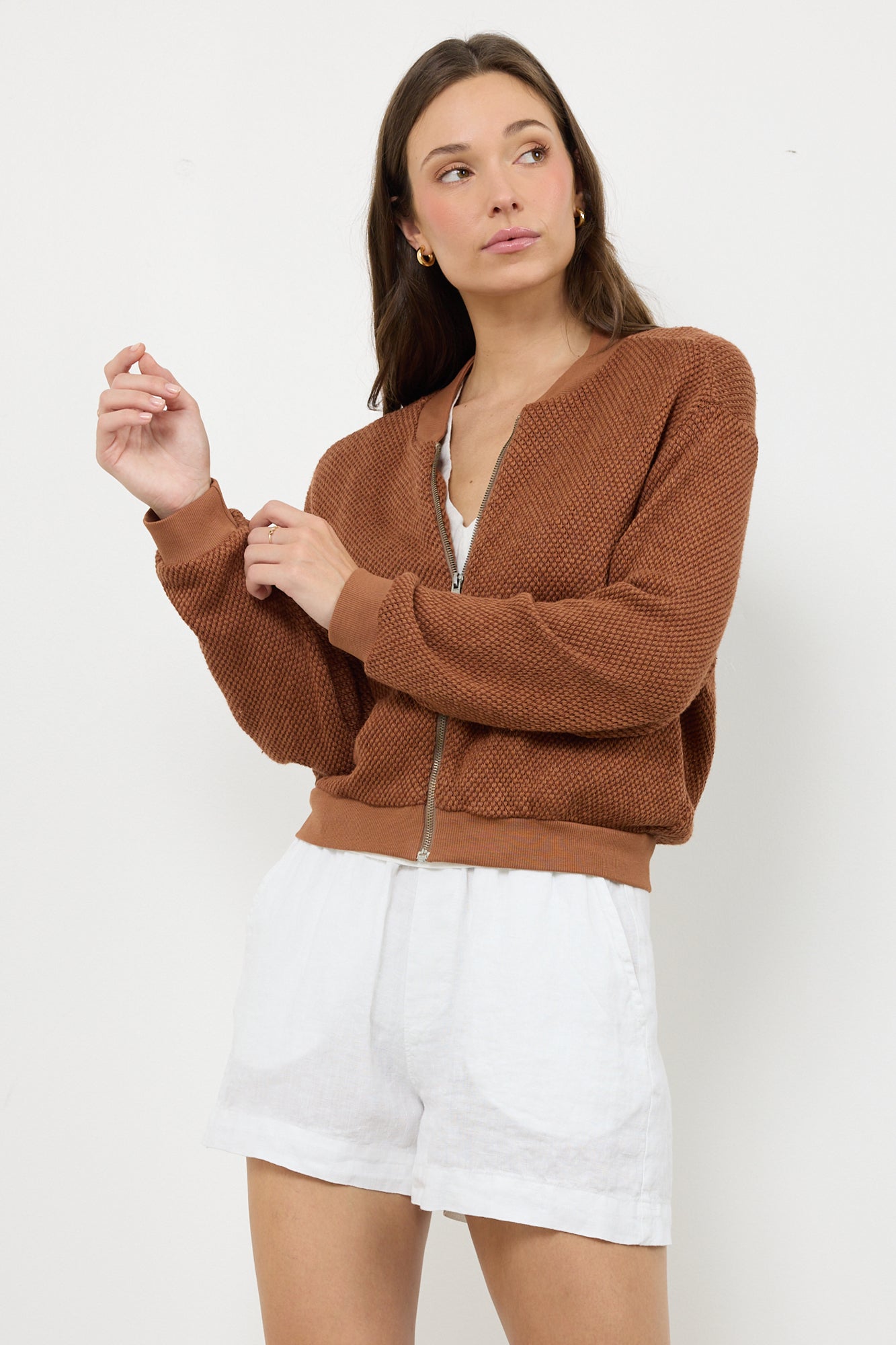 Bomber Jacket Eighties Mesh Sweater Jacket - Sand Washed
