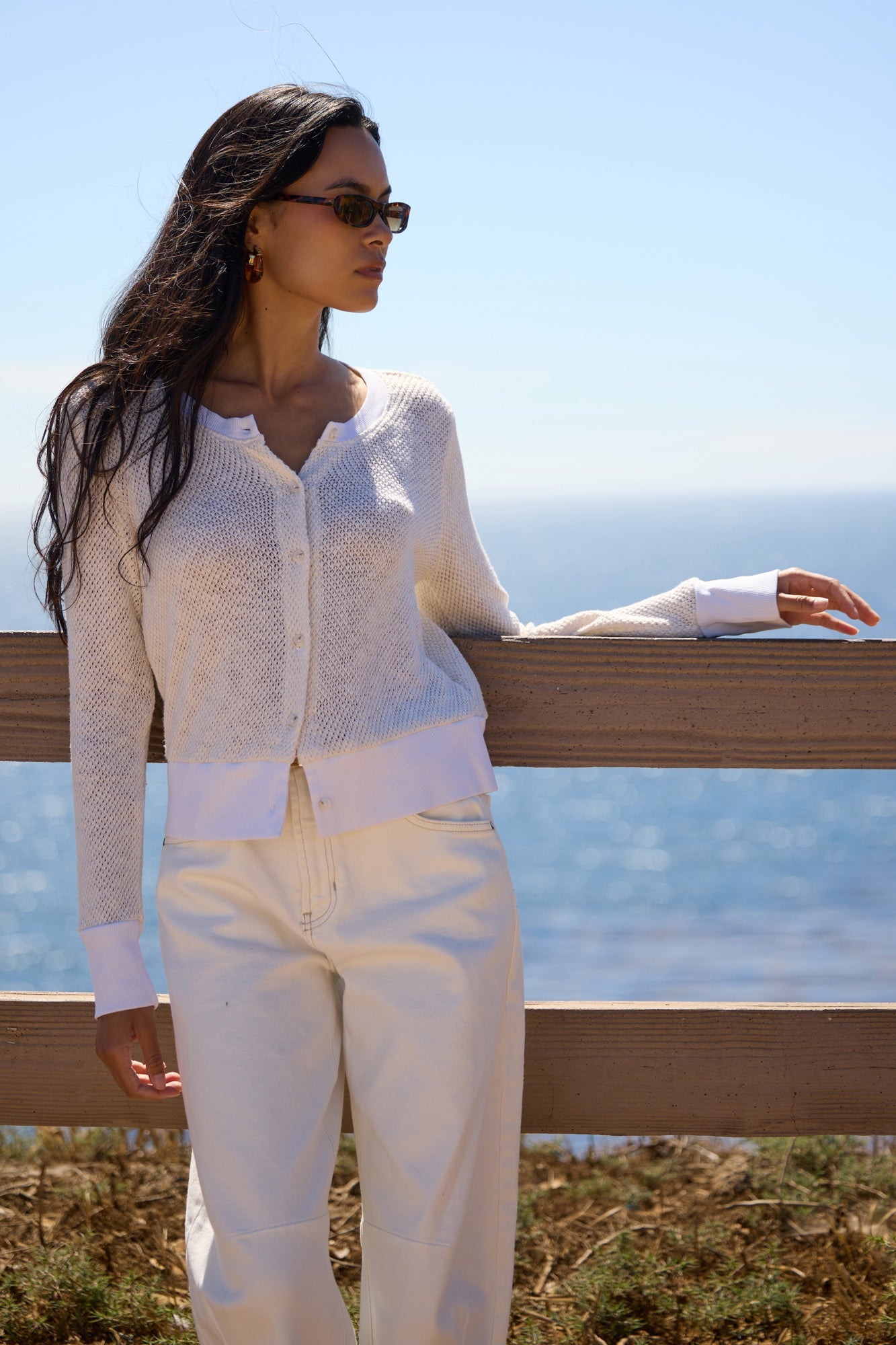 Lightweight Crochet Knit Cotton Cardigan