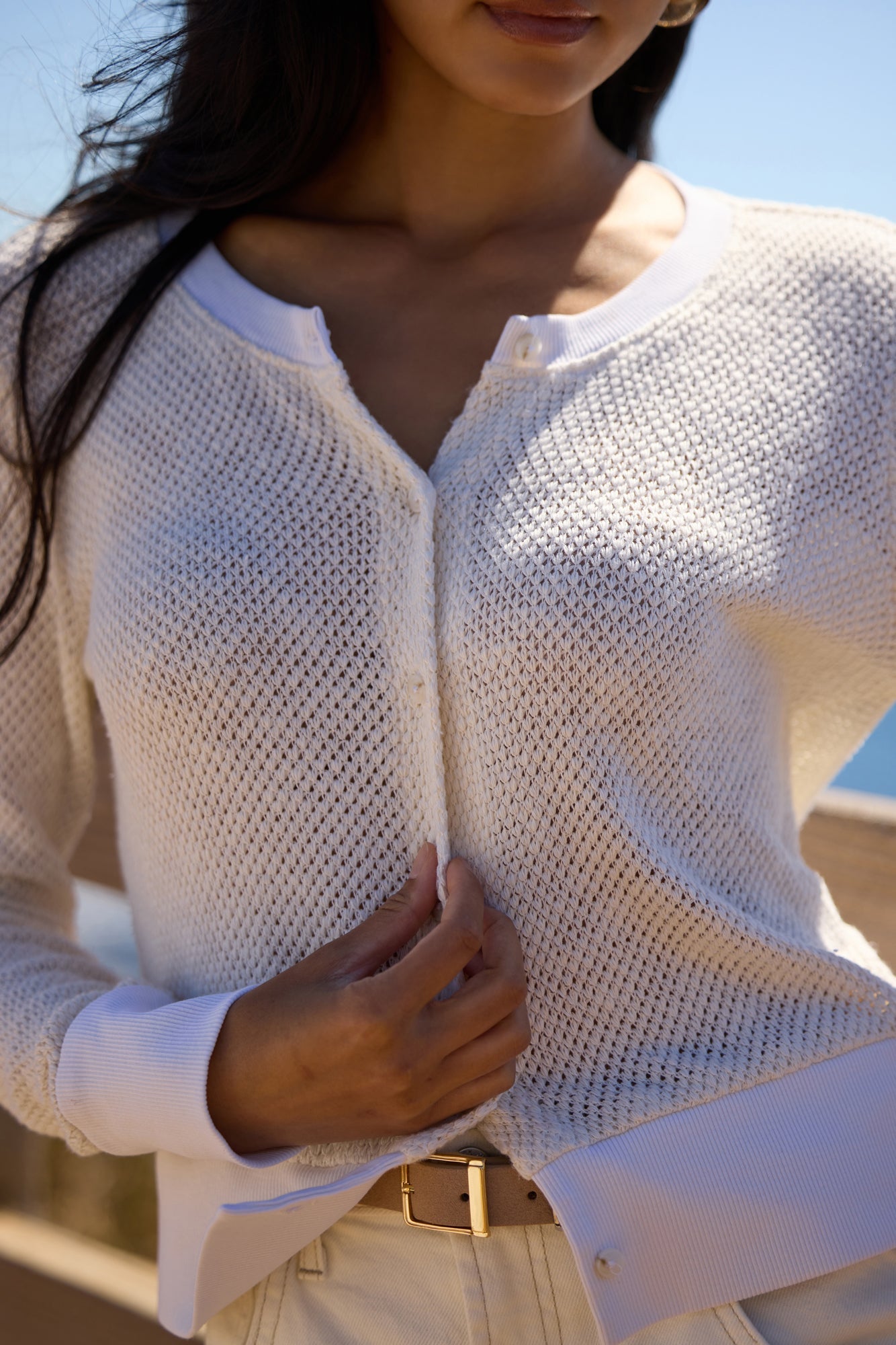 Lightweight Crochet Knit Cotton Cardigan