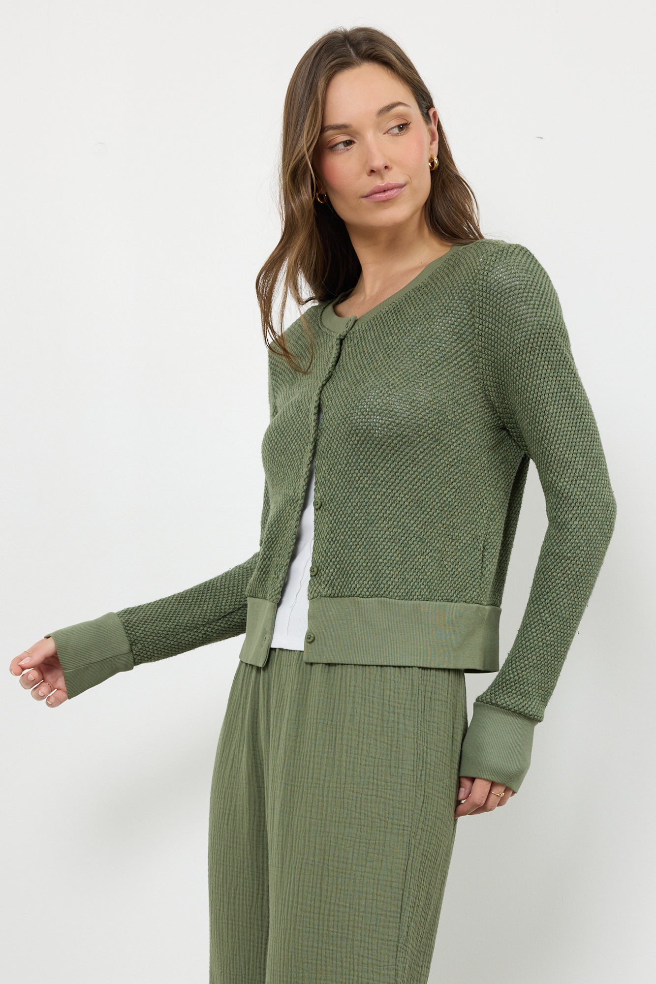 Lightweight Crochet Knit Cotton Cardigan