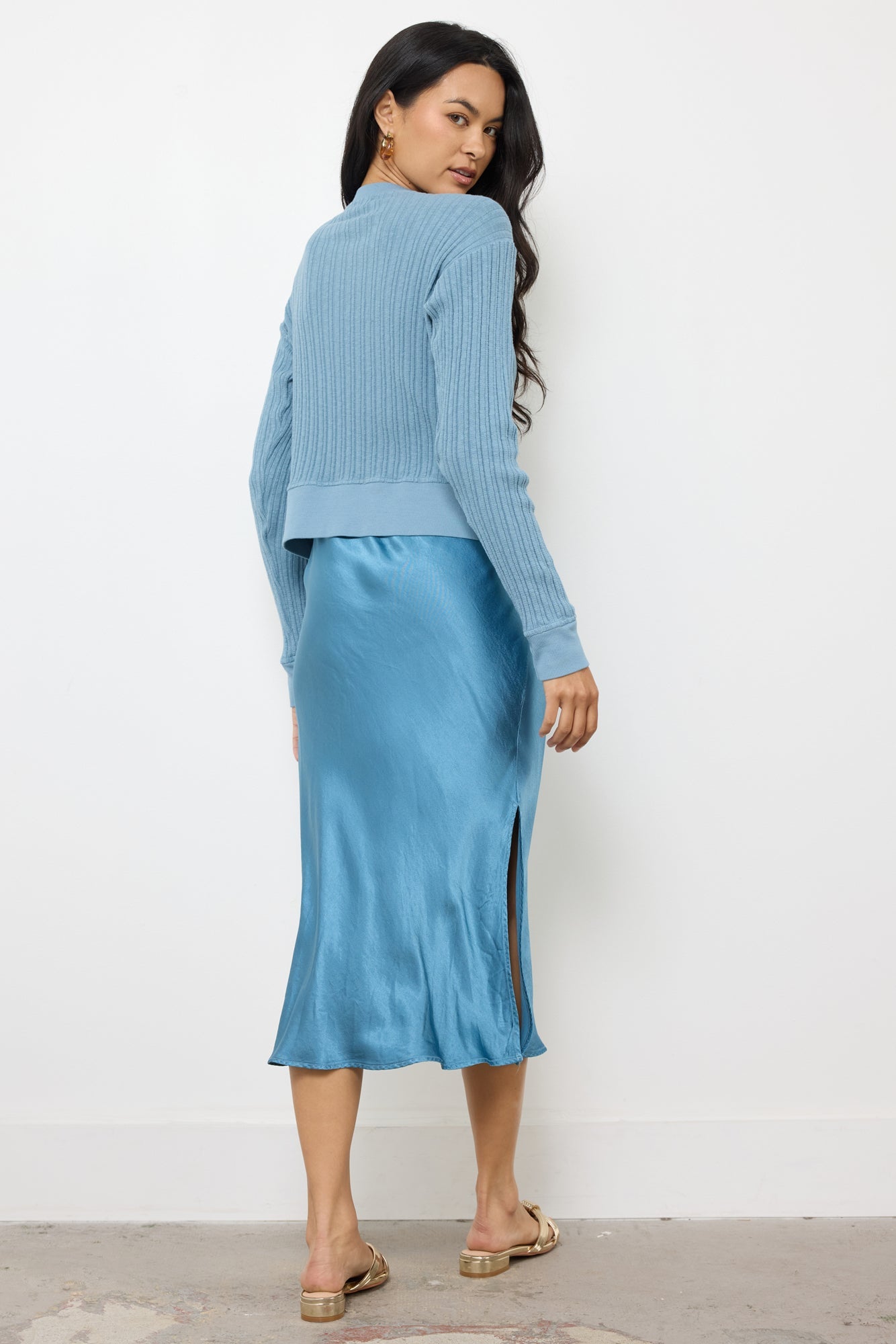 Striped Cotton Pullover - Banded Hem