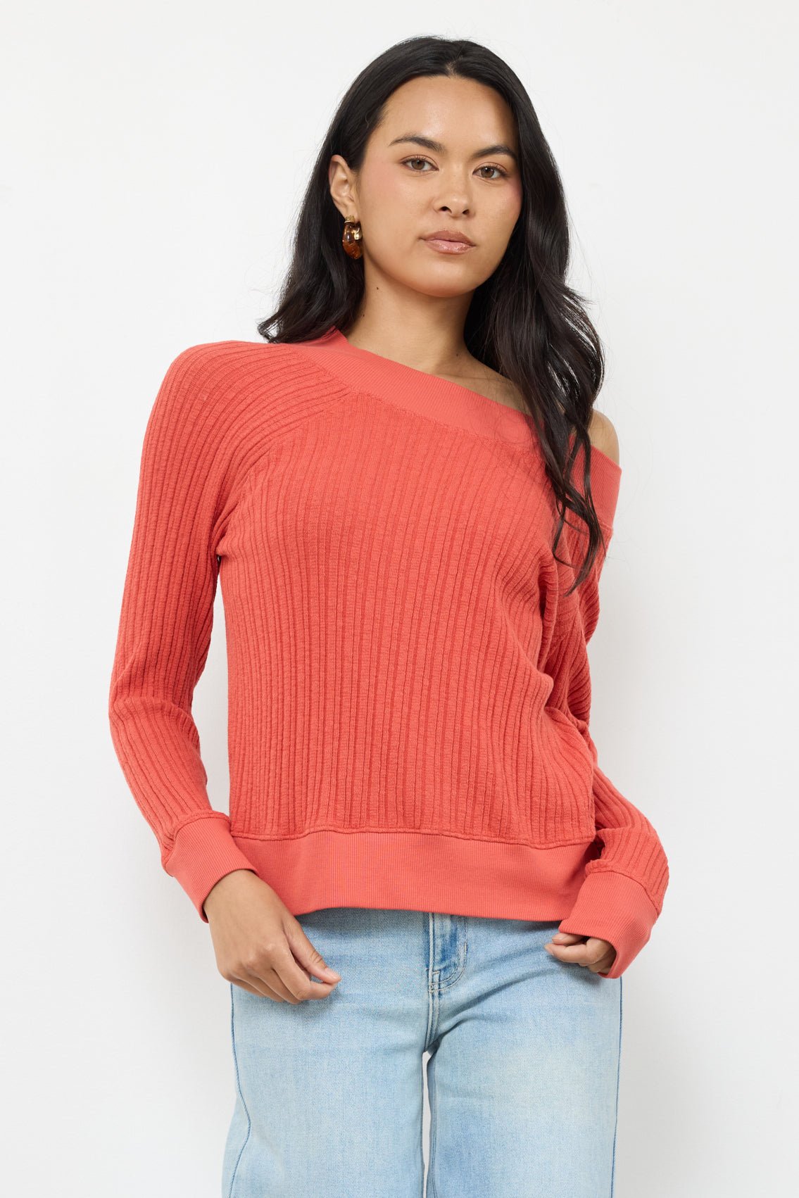 Off Shoulder Striped Pullover