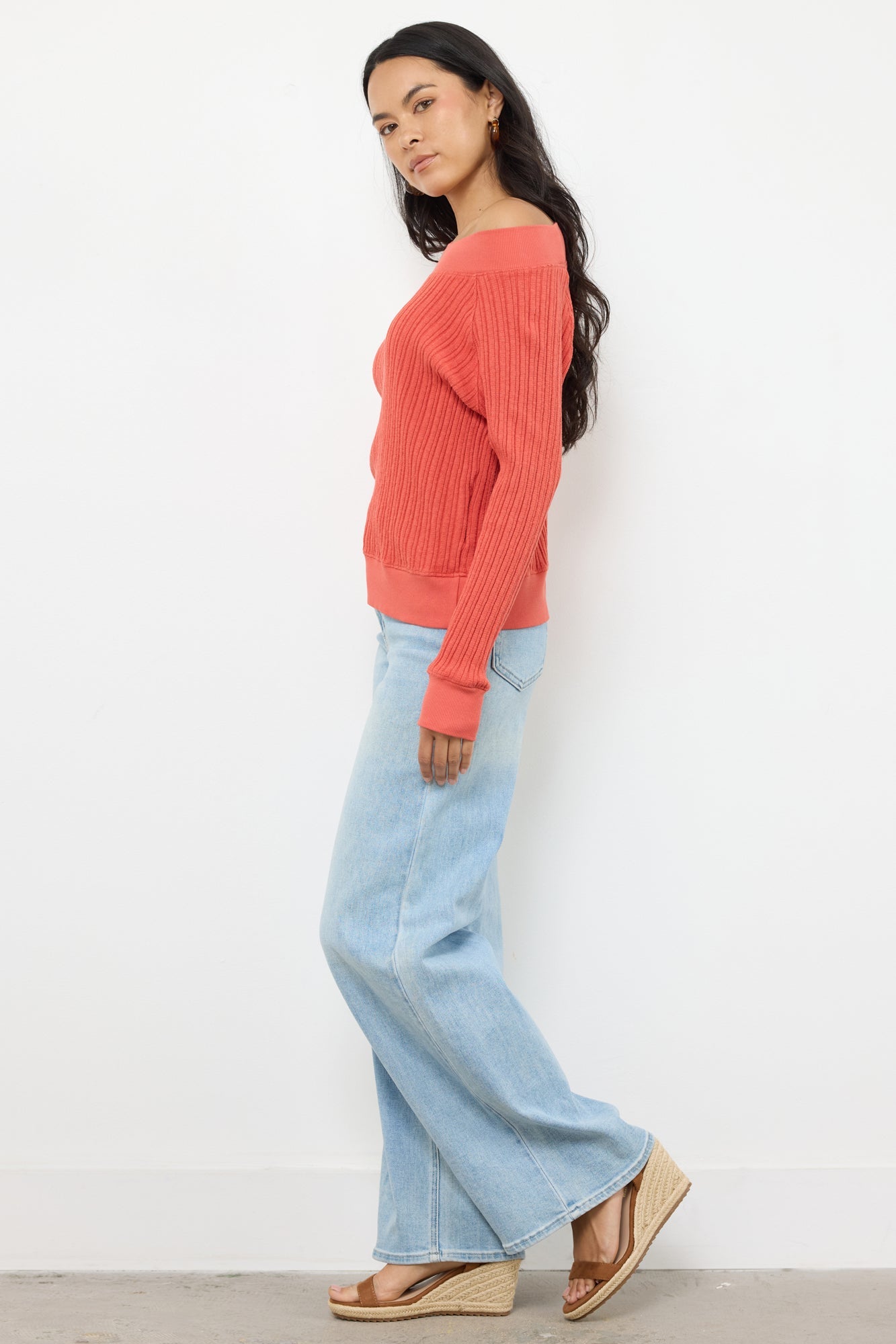 Off Shoulder Striped Pullover