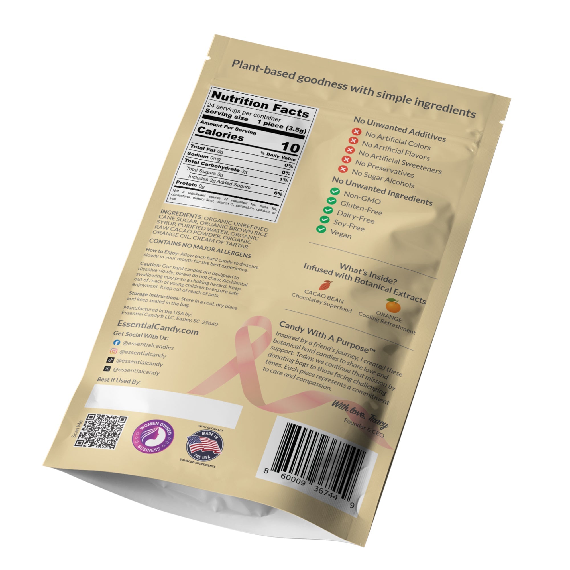 Cacao Orange™ Botanical Lozenges – Rich & Chocolatey Citrus – Organic Cacao & Orange – Gluten‑Free, Non‑GMO, Vegan