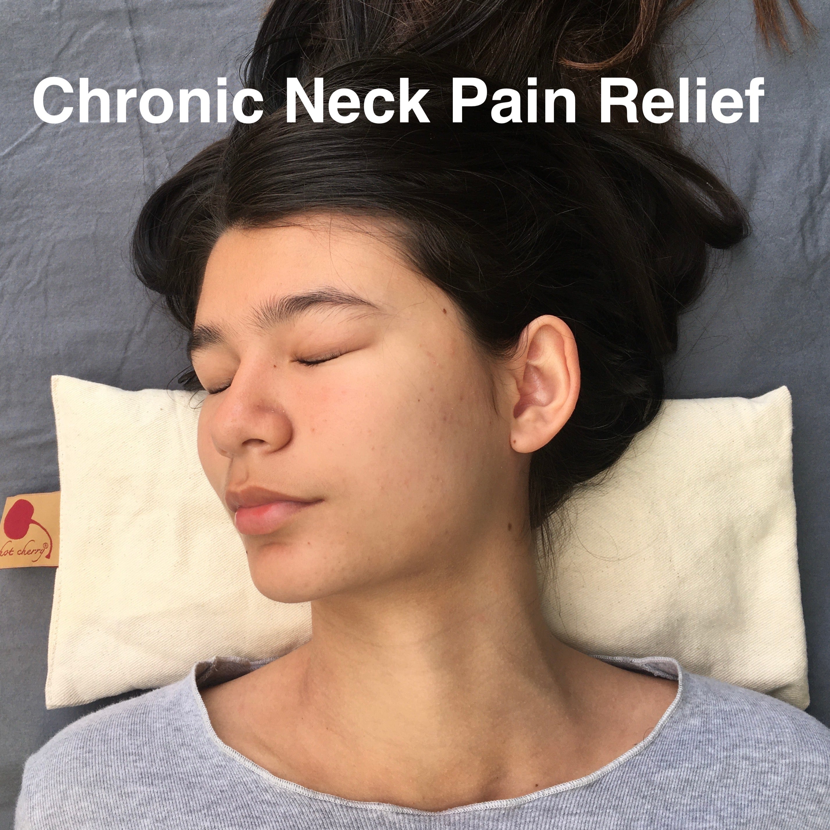 Hot Cherry Cervical Neck Pillow - Natural Denim