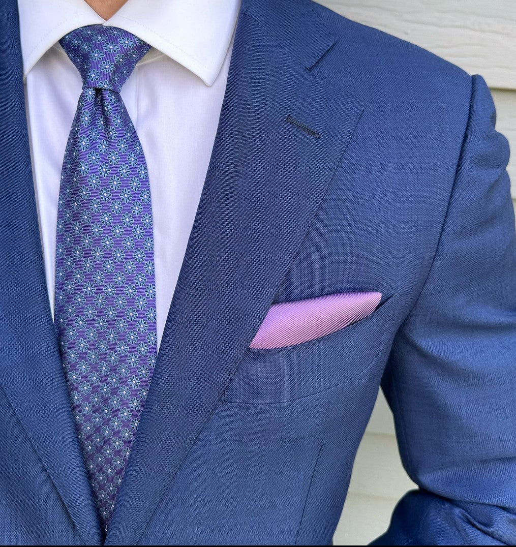 Handmade Handmade Silk Cooper Purple Floral Tie - Italian