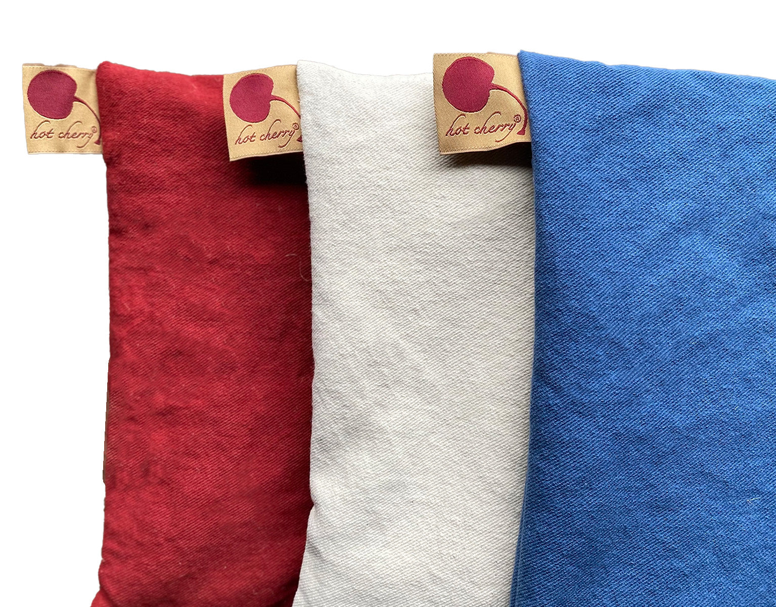 Hot Cherry Square Pillow Set - Red Blue & Natural Denim