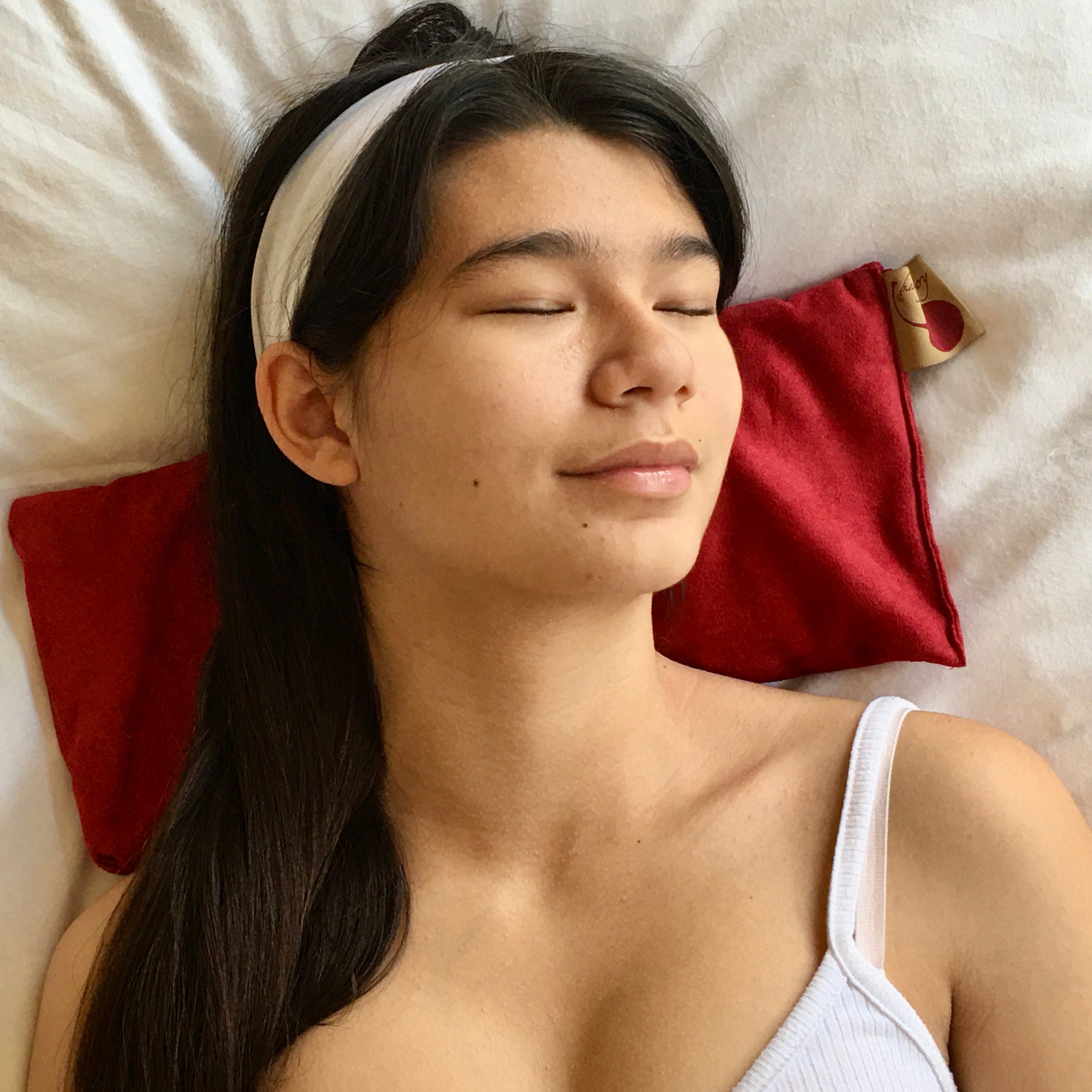 Hot Cherry Cervical Neck Pillow - Red Ultra-Suede