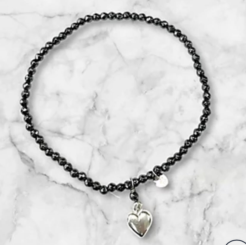 Sparkle In Love Sterling Heart Hematite Bracelet